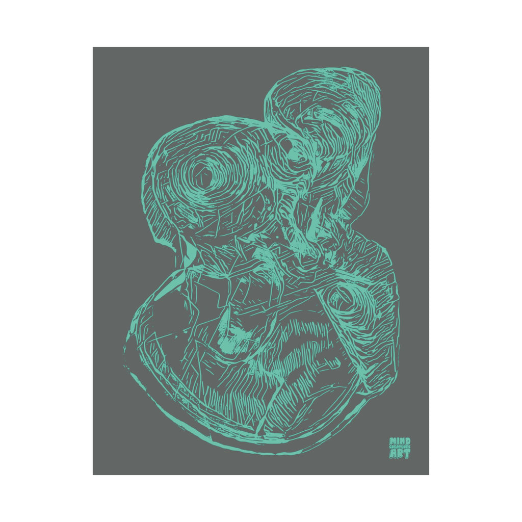 Curiosity (Teal, Dark Gray Background) Matte Poster