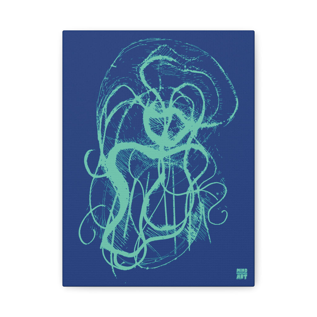 Davy Jones (Teal, Dark Blue Background) Matte Canvas, Stretched, 1.25"