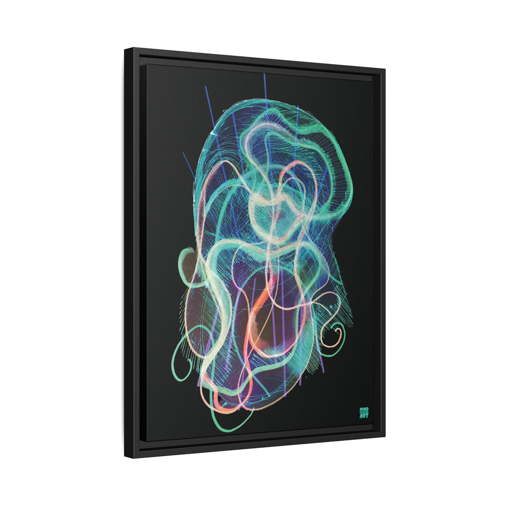 Davy Jones (Electric Teal, Black Background) Matte Canvas, Framed