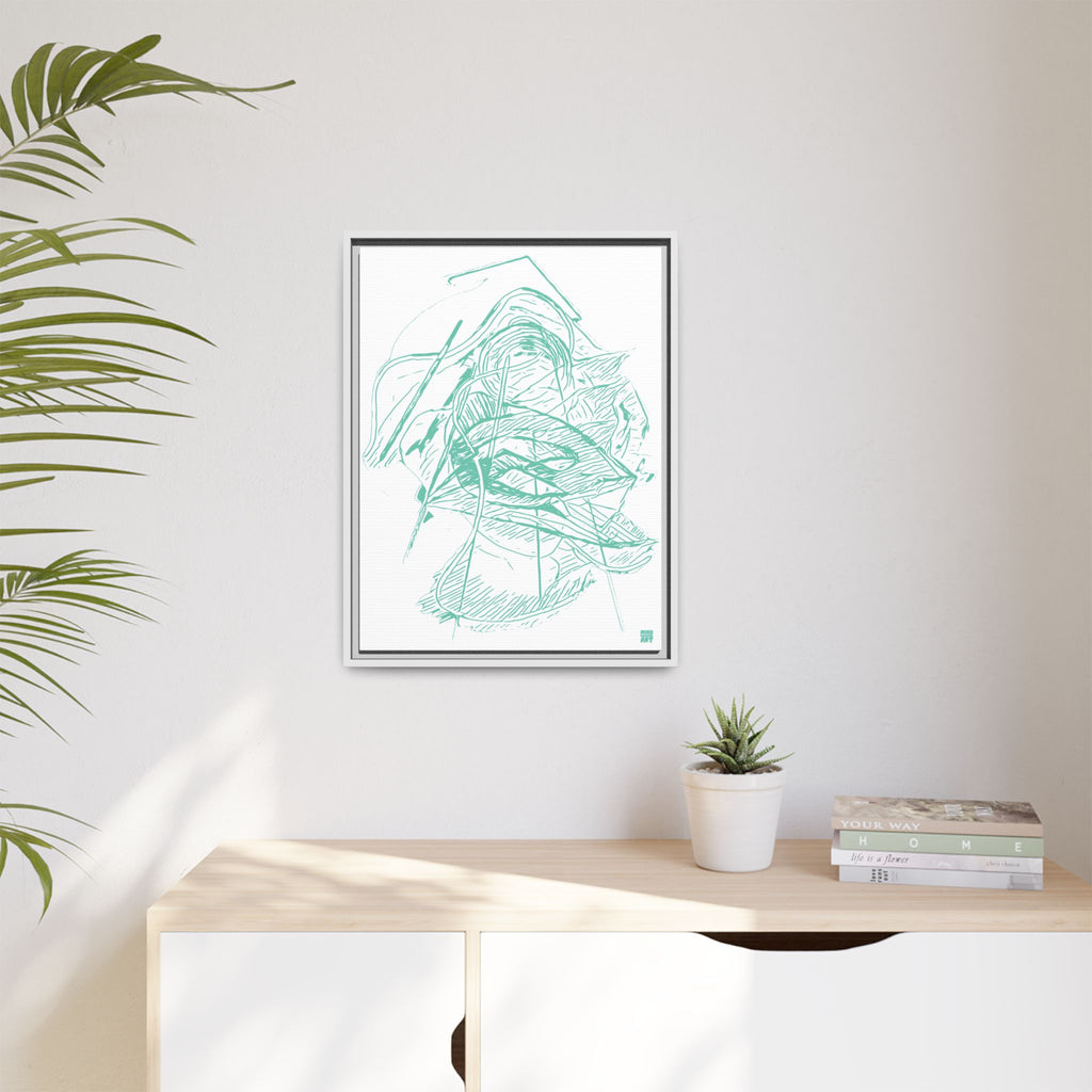 Dive Reflex (Teal, White Background) Matte Canvas, Framed