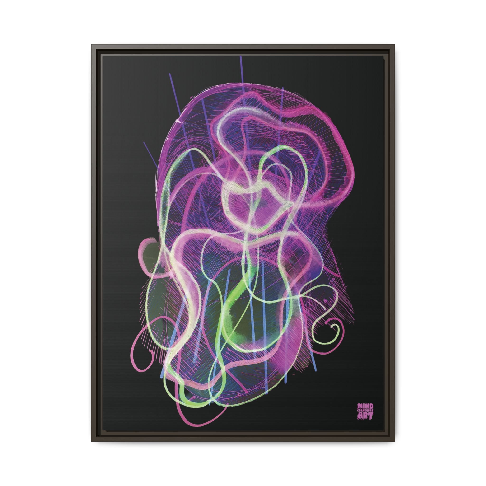 Davy Jones (Electric Pink, Black Background) Matte Canvas, Framed