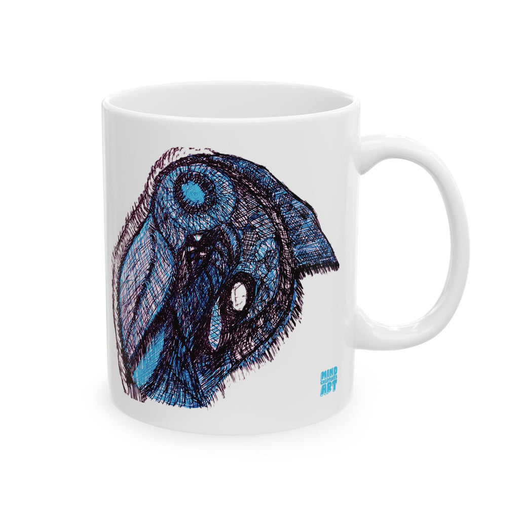 Who Are You? (Blue) White Ceramic Mug, (11oz, 15oz)
