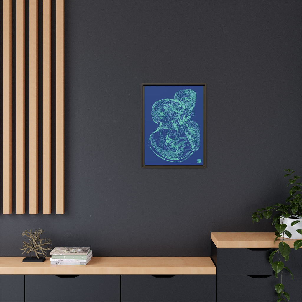 Curiosity (Teal, Dark Blue Background) Matte Canvas, Framed