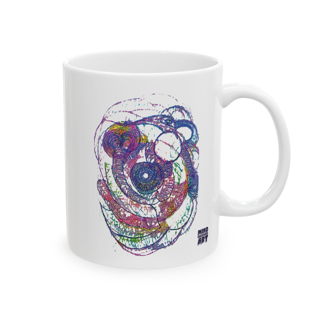 Spiraling White Ceramic Mug, (11oz, 15oz)