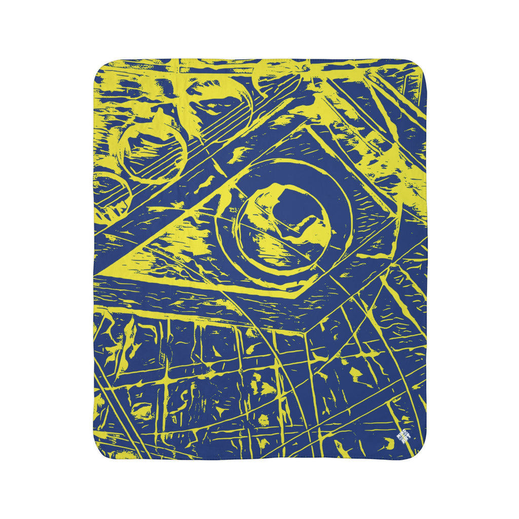 Love (Yellow, Dark Blue Background) Fleece Sherpa Blanket