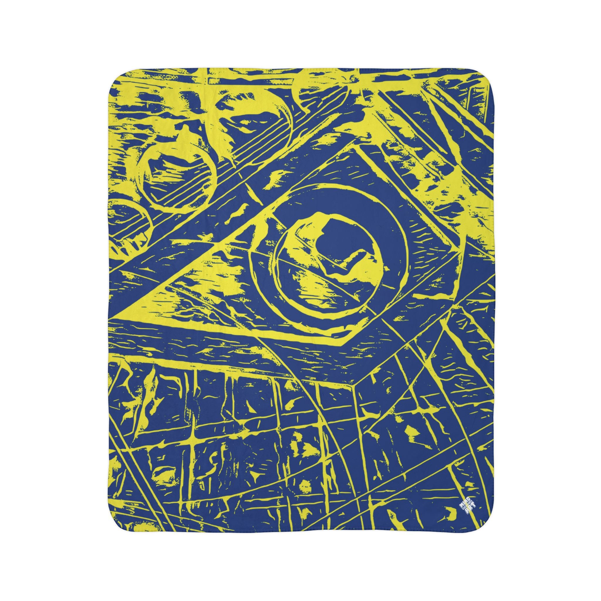 Love (Yellow, Dark Blue Background) Fleece Sherpa Blanket