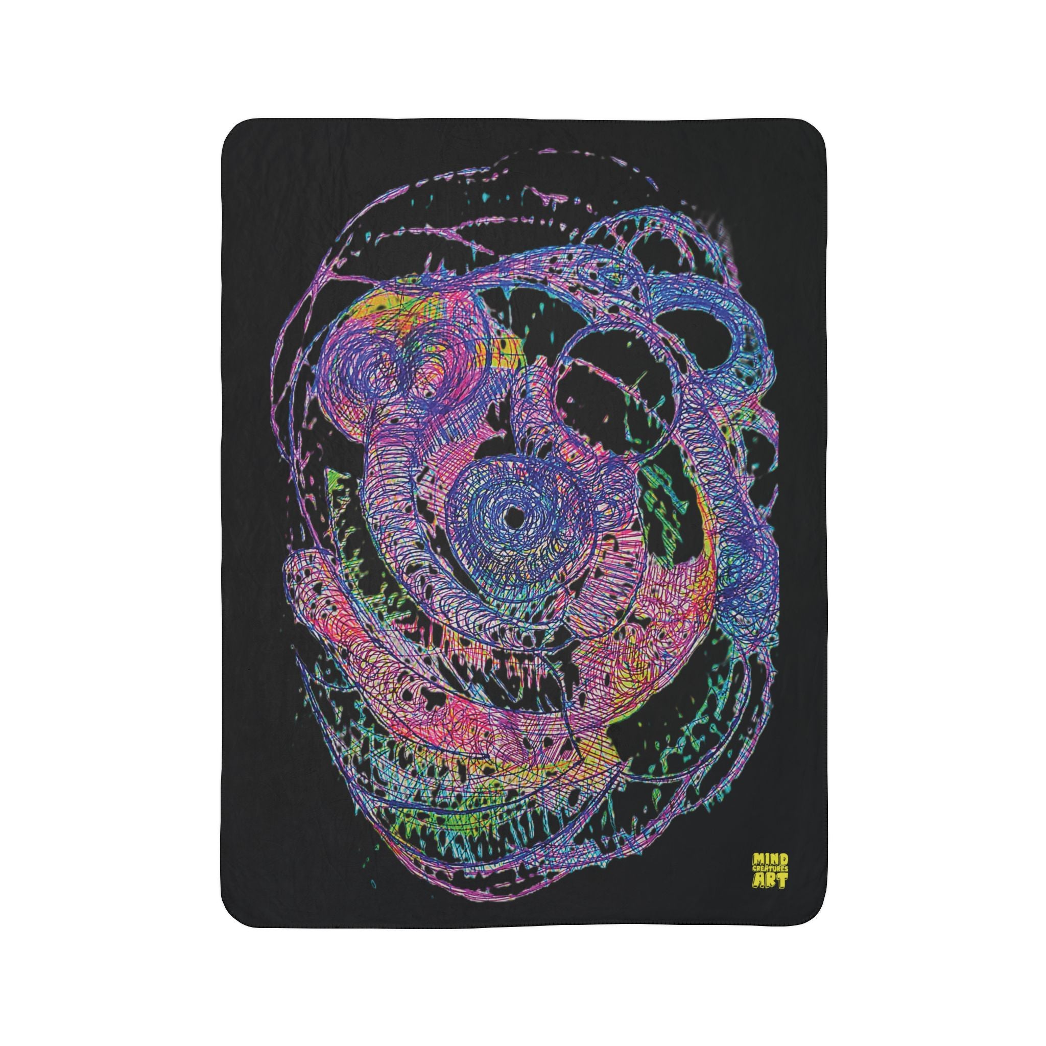 Spiraling (Black Background) Fleece Sherpa Blanket