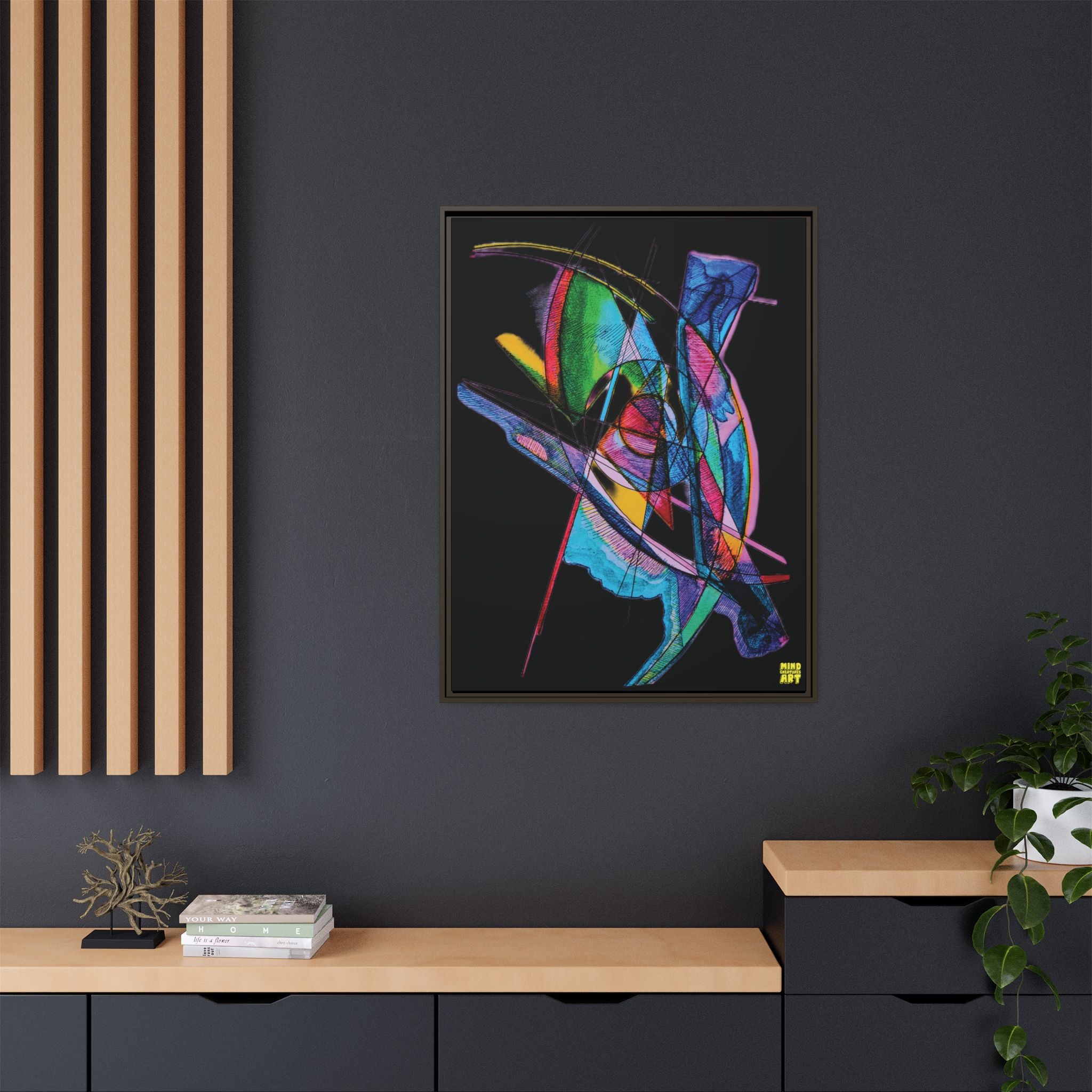 Watching (Black Background) Matte Canvas, Framed