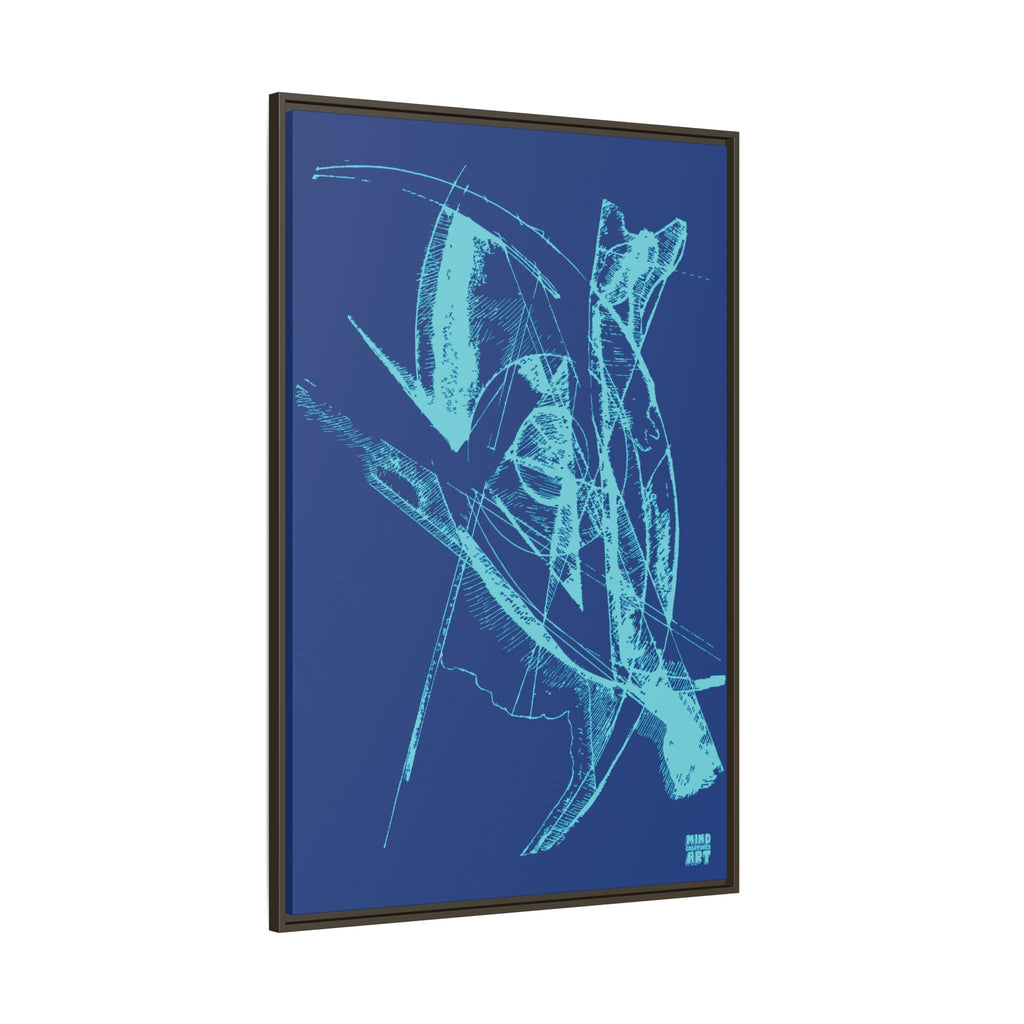 Watching (Aqua, Dark Blue Background) Matte Canvas, Framed