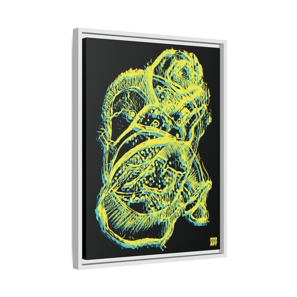 Exploration (Blur, Blue & Yellow, Black Background) Matte Canvas, Framed