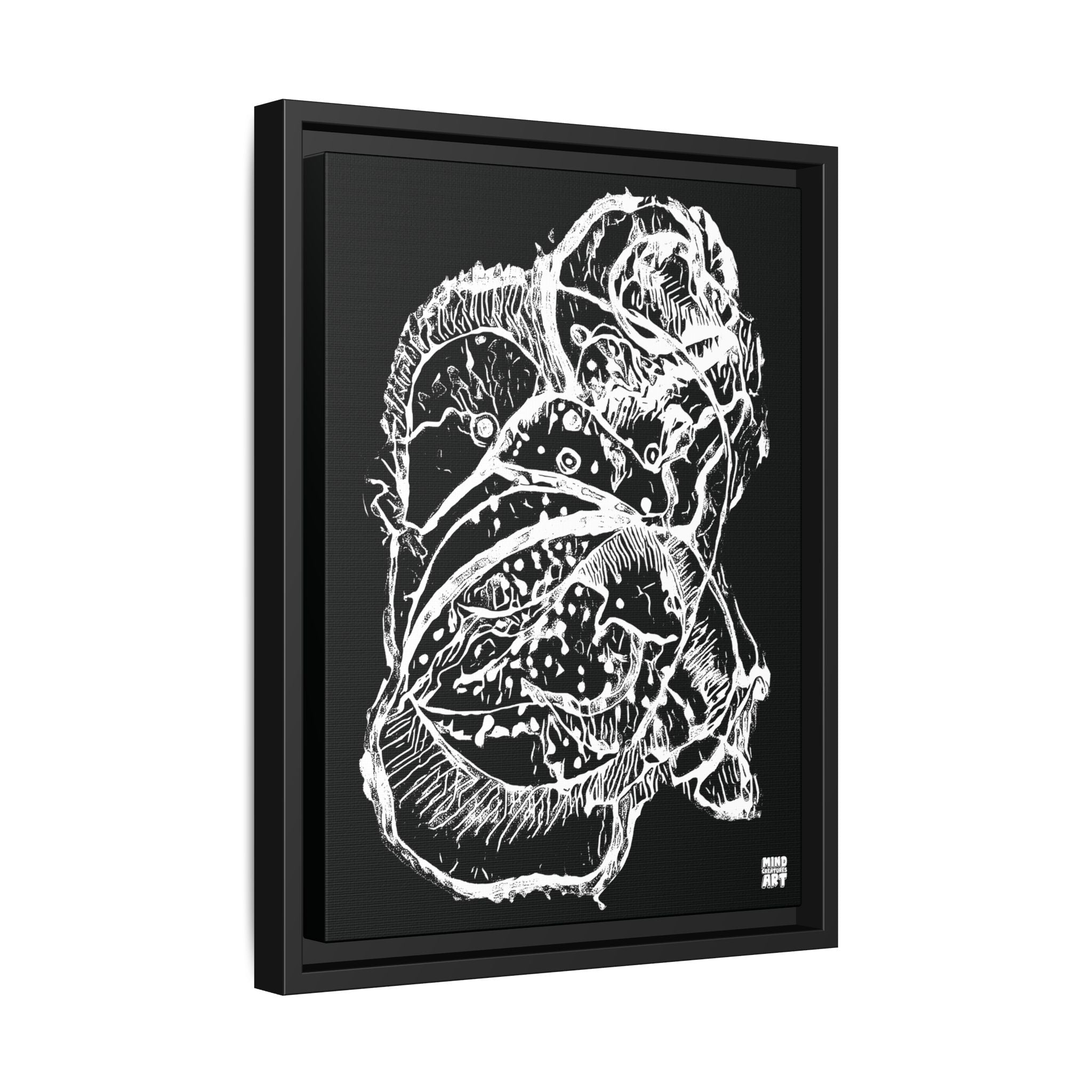 Exploration (White, Black Background) Matte Canvas, Framed