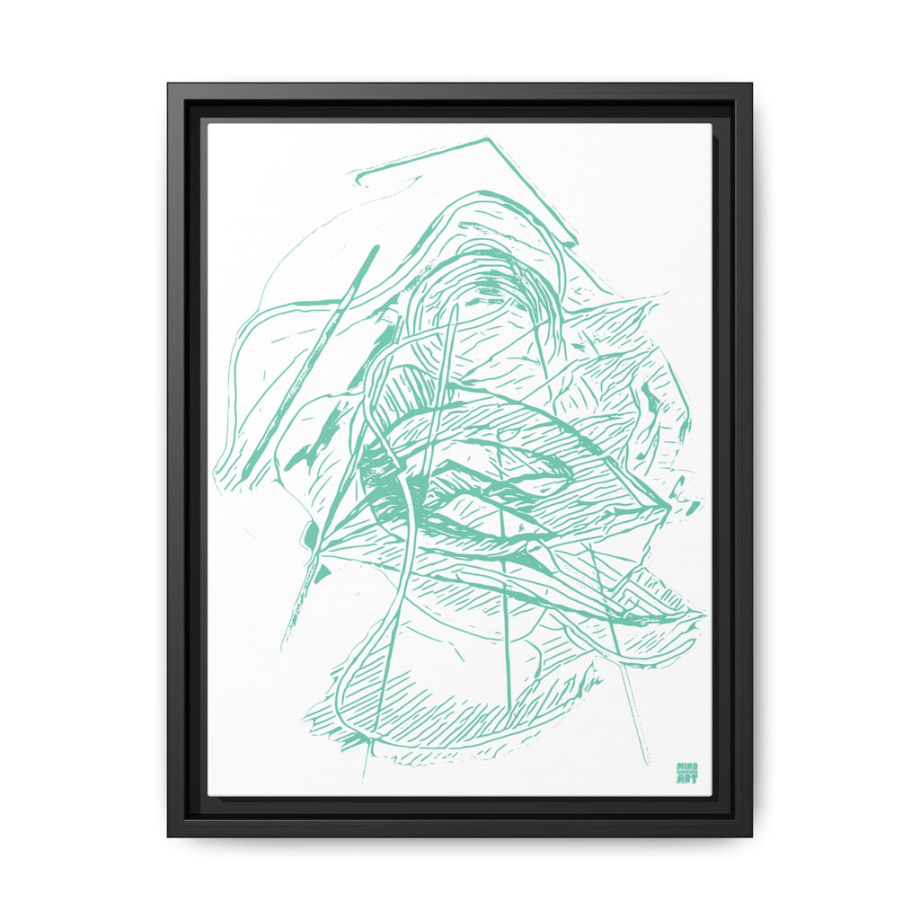 Dive Reflex (Teal, White Background) Matte Canvas, Framed