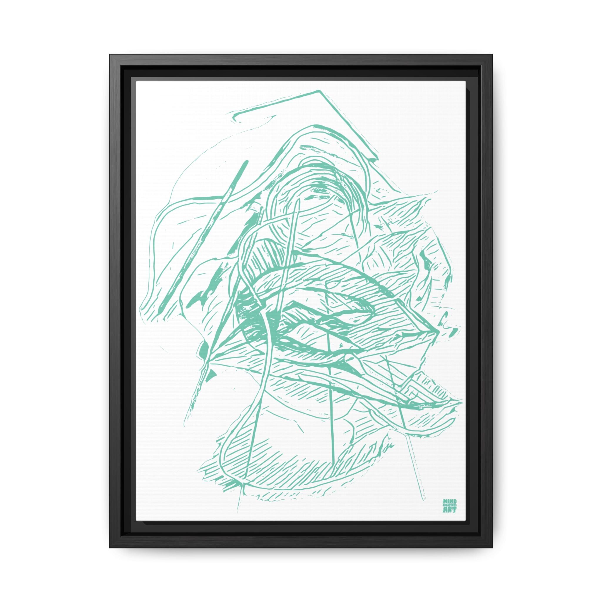 Dive Reflex (Teal, White Background) Matte Canvas, Framed
