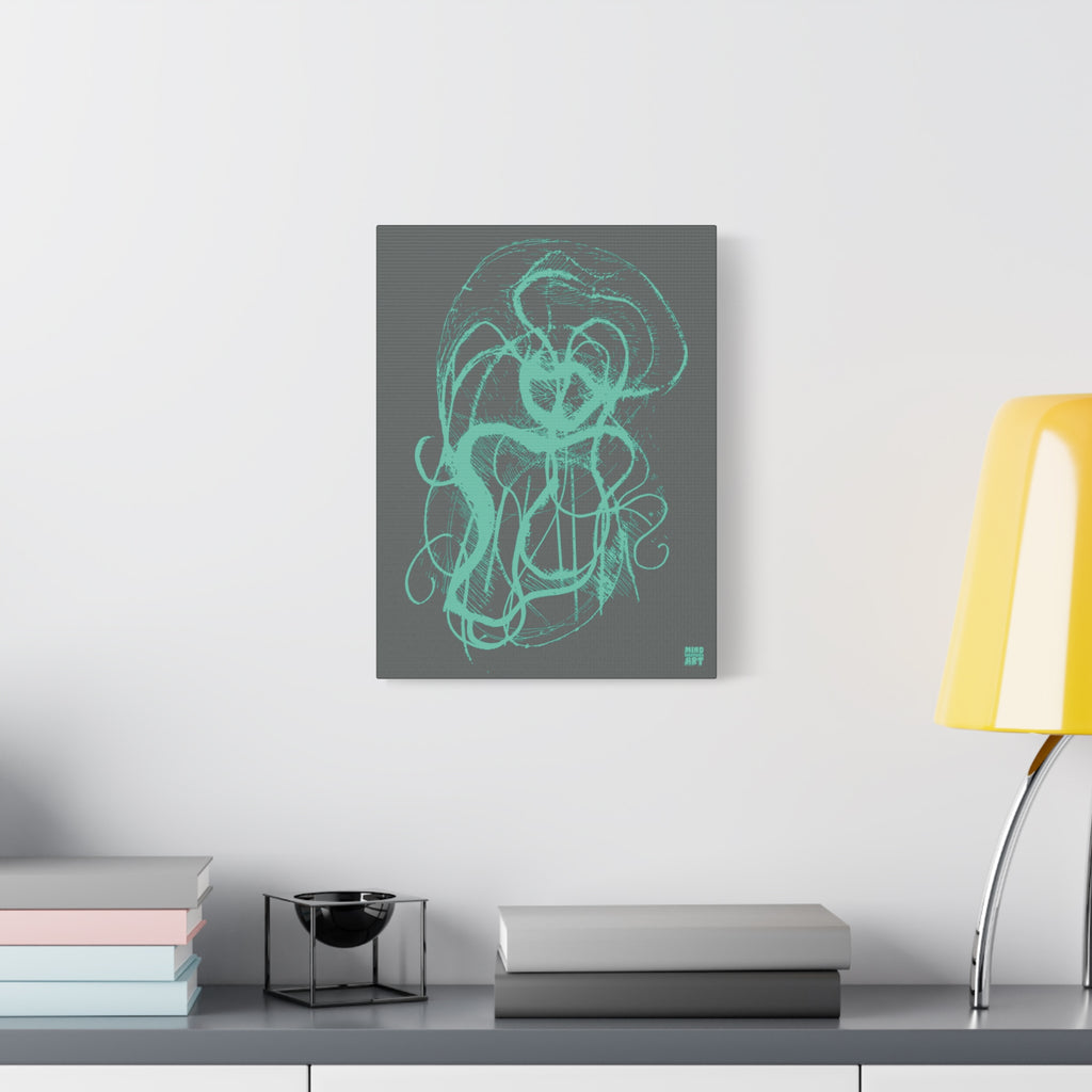Davy Jones (Teal, Dark Gray Background) Matte Canvas, Stretched, 1.25"