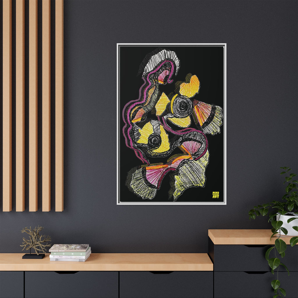 Crimson Teacher (Black Background) Matte Canvas, Framed