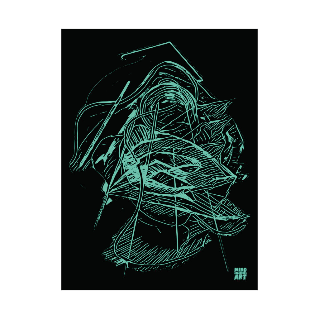 Dive Reflex (Teal, Black Background) Fine Art Poster