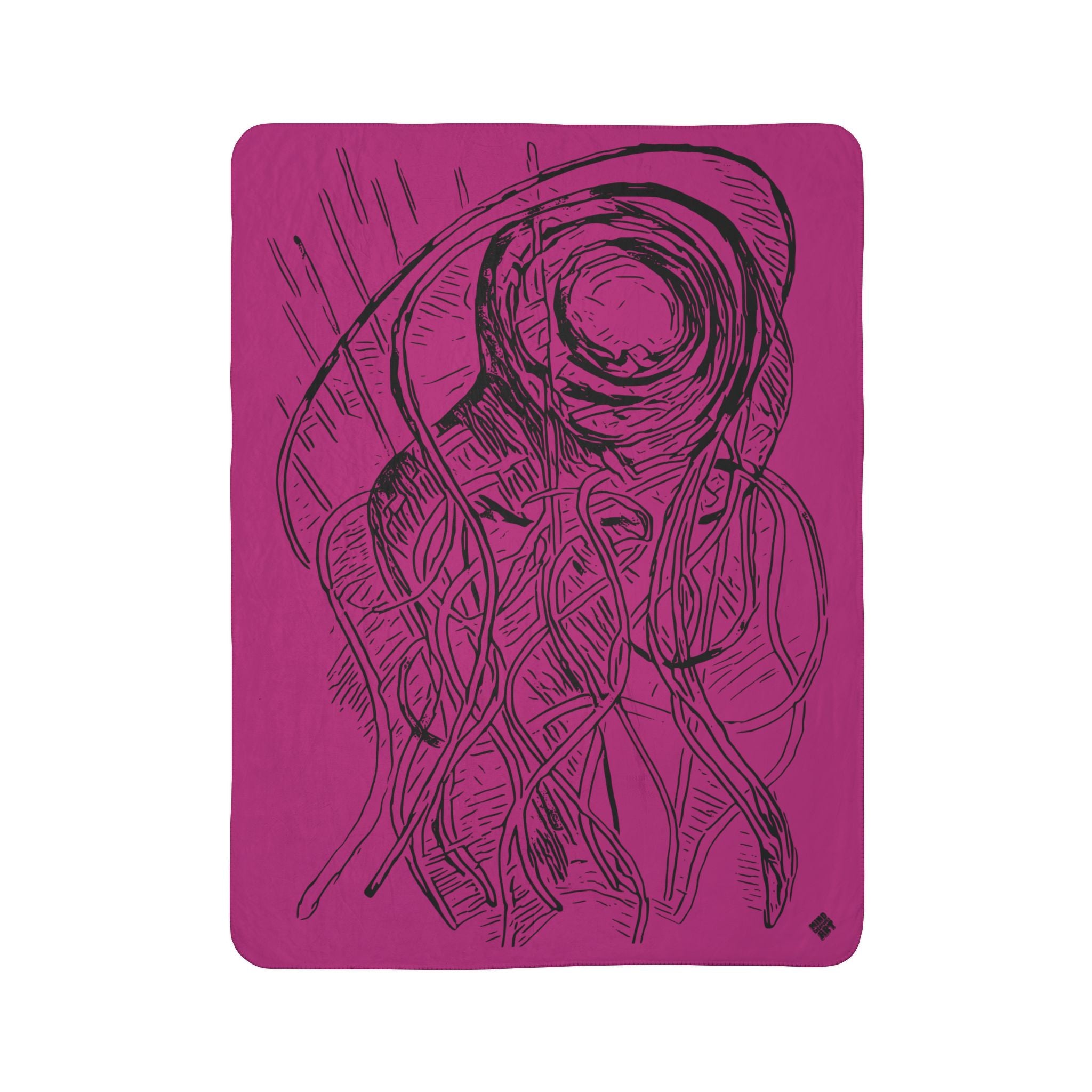 Jelly Jam (Black, Pink Background) Fleece Sherpa Blanket