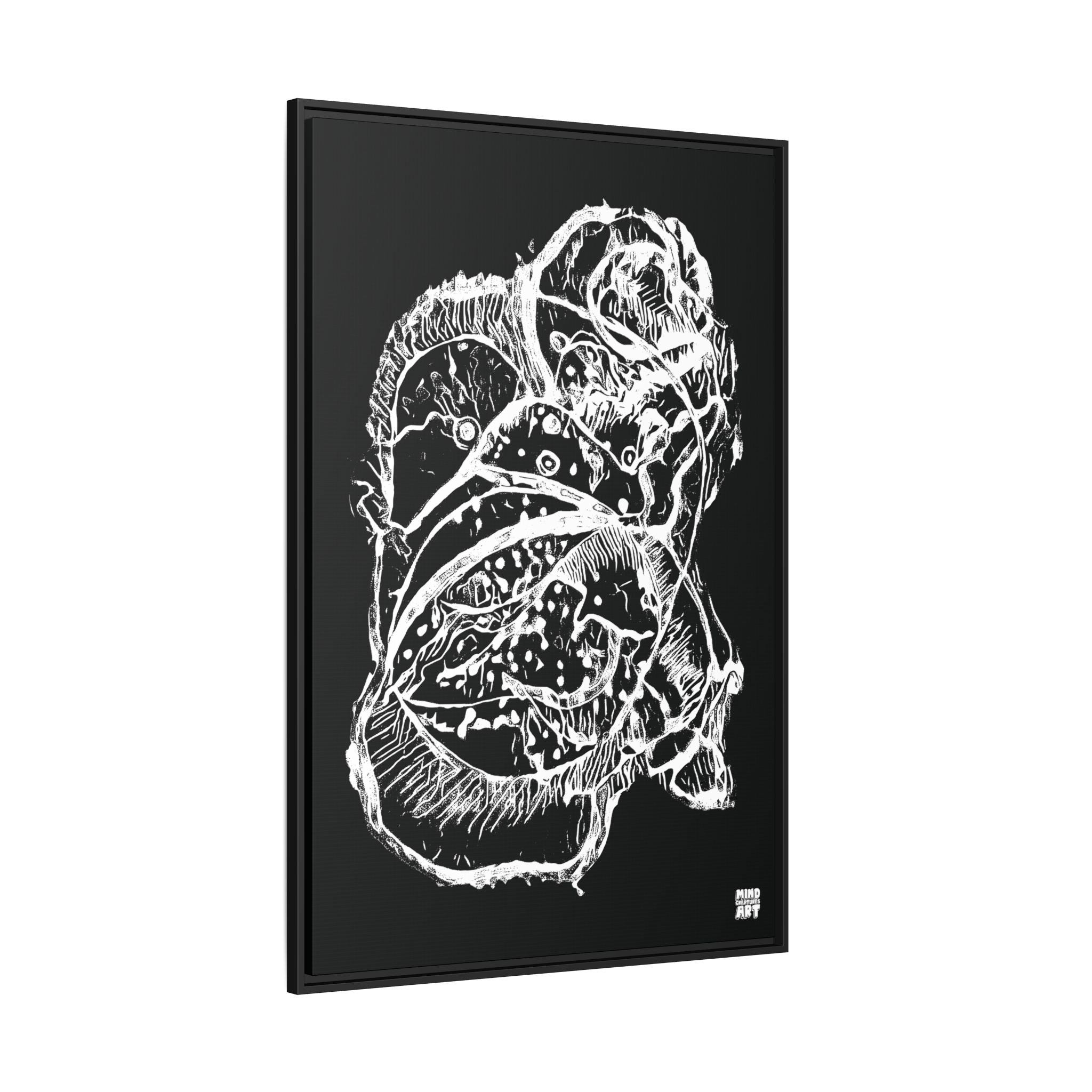 Exploration (White, Black Background) Matte Canvas, Framed