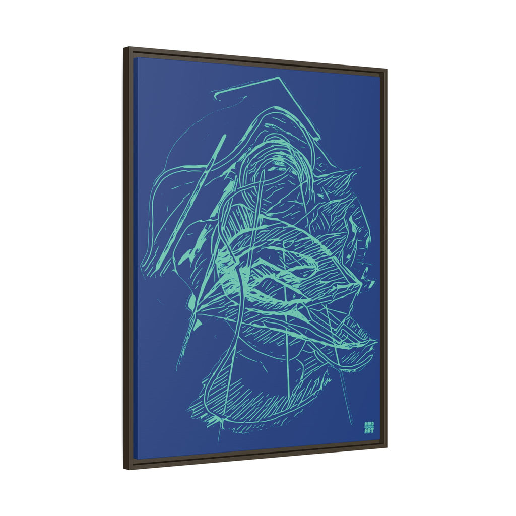 Dive Reflex (Teal, Dark Blue Background) Matte Canvas, Framed