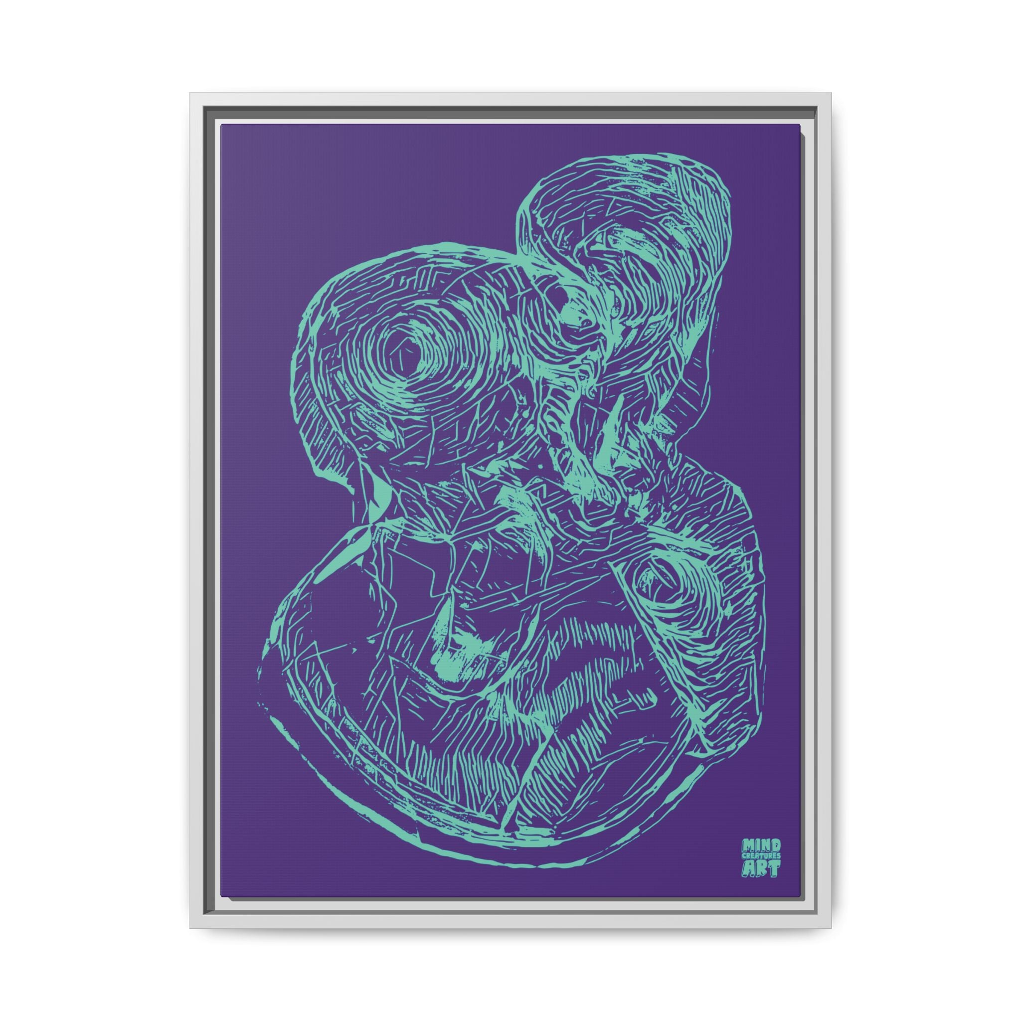 Curiosity (Teal, Purple Background) Matte Canvas, Framed
