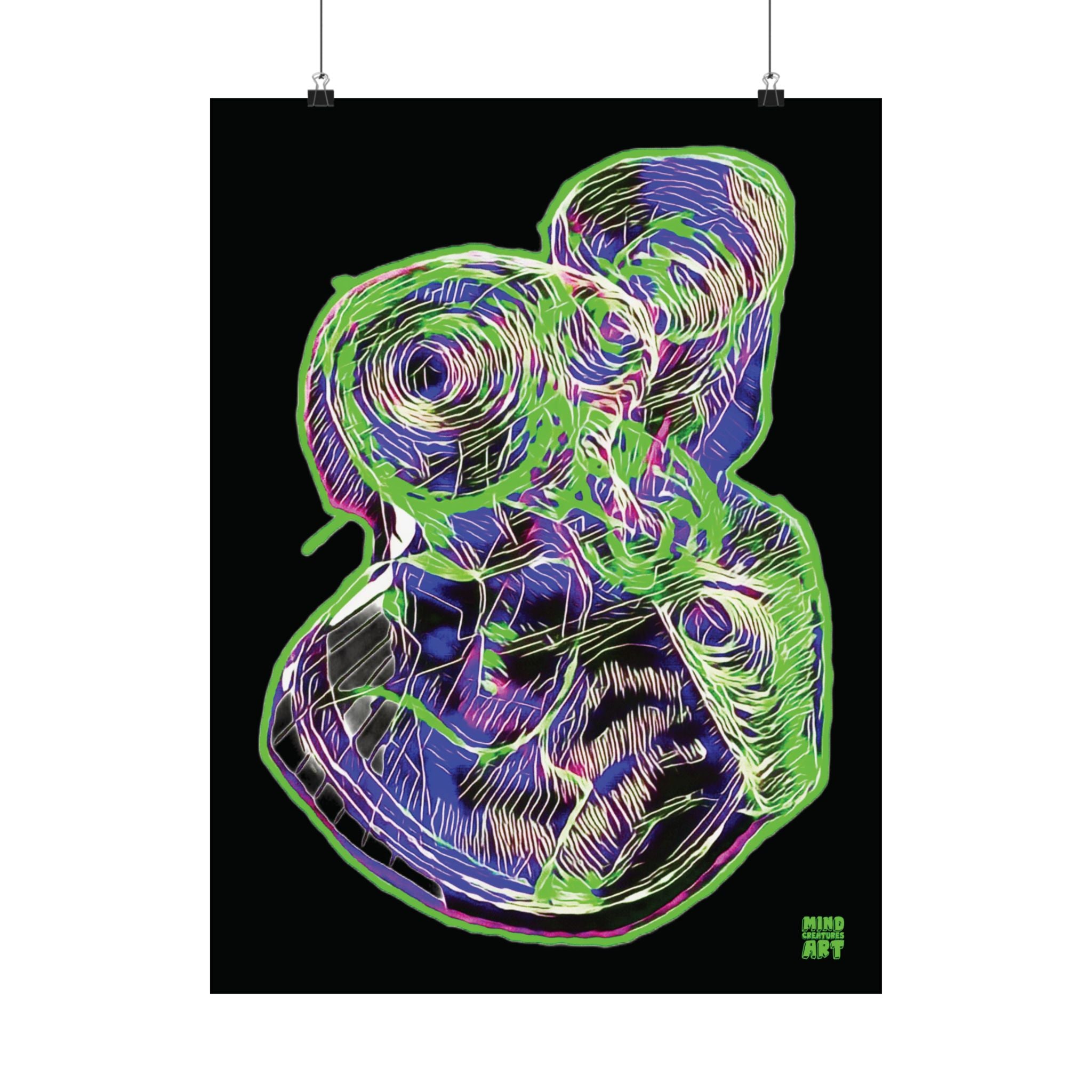 Curiosity (Electric Green, Black Background) Matte Poster