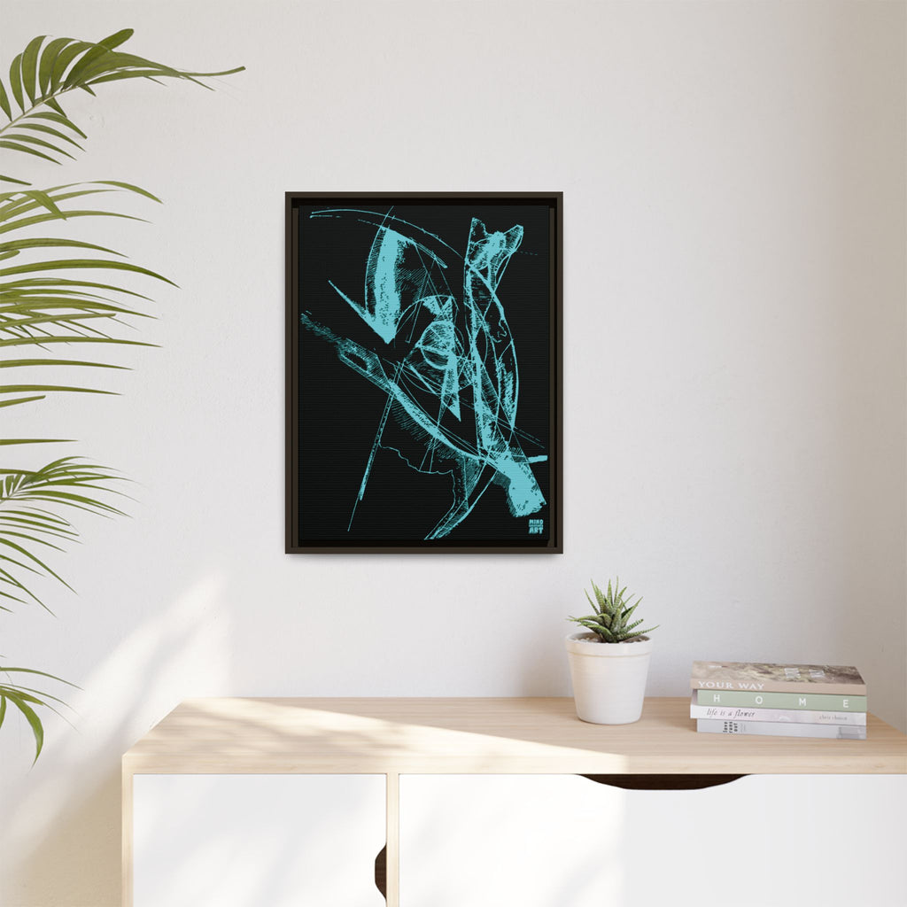 Watching (Aqua, Black Background) Matte Canvas, Framed
