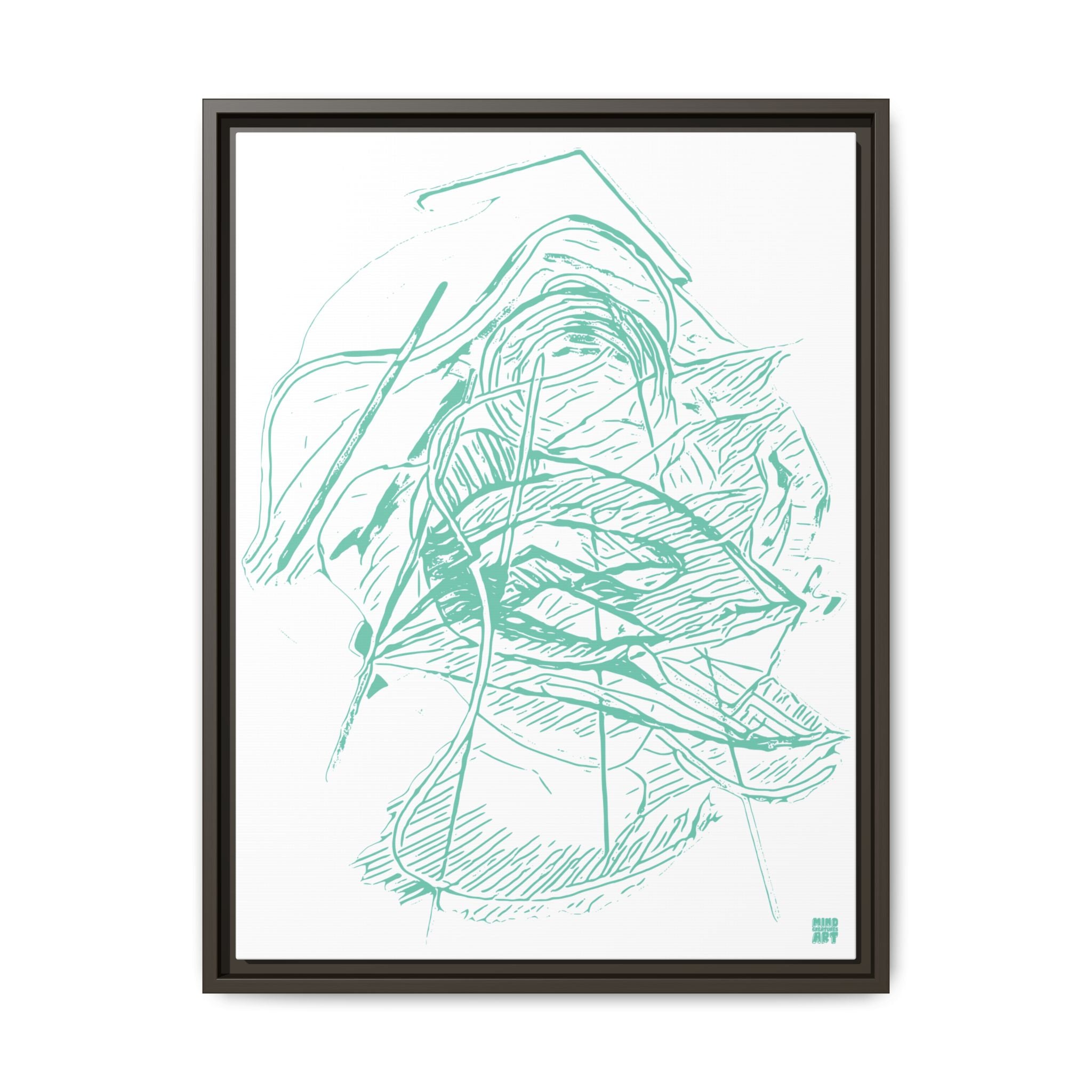 Dive Reflex (Teal, White Background) Matte Canvas, Framed