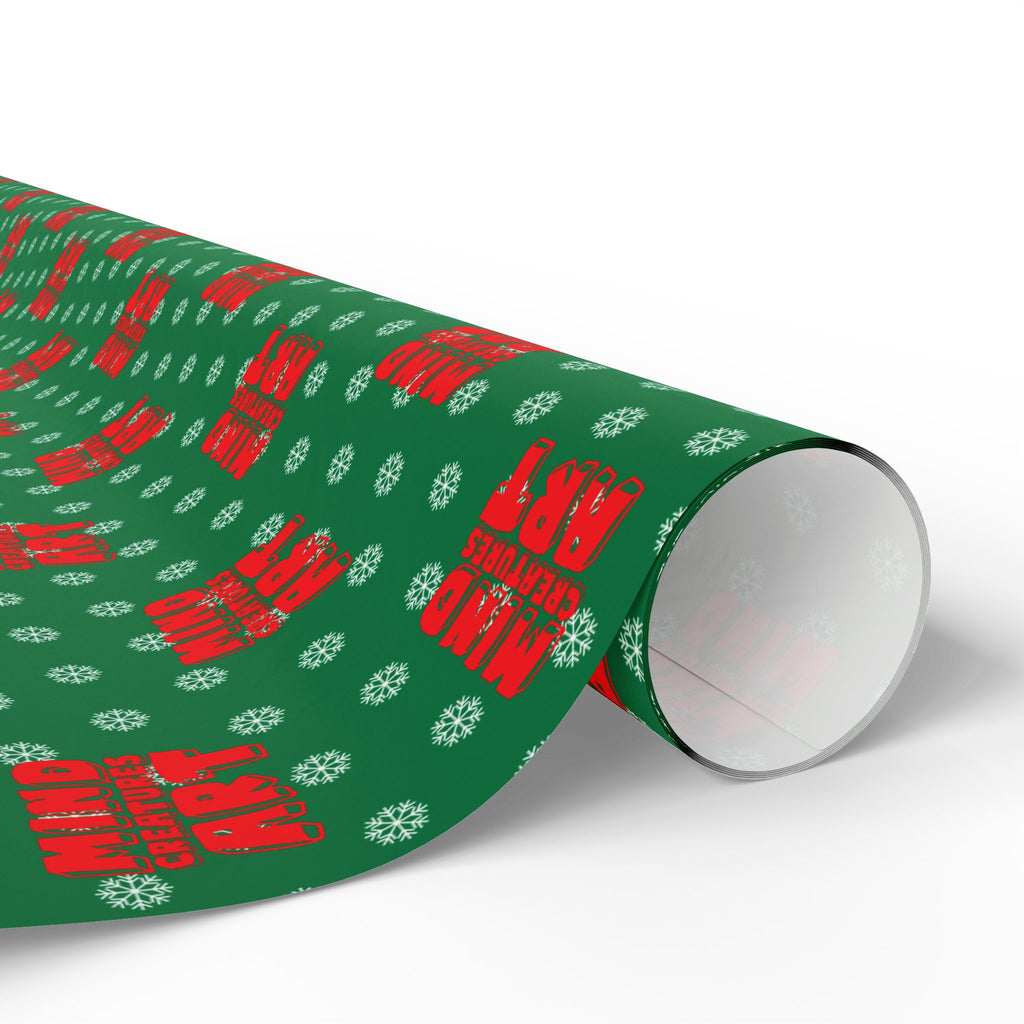 MCA Logo & Snowflake (Red, Green Background) Heavy Wrapping Paper
