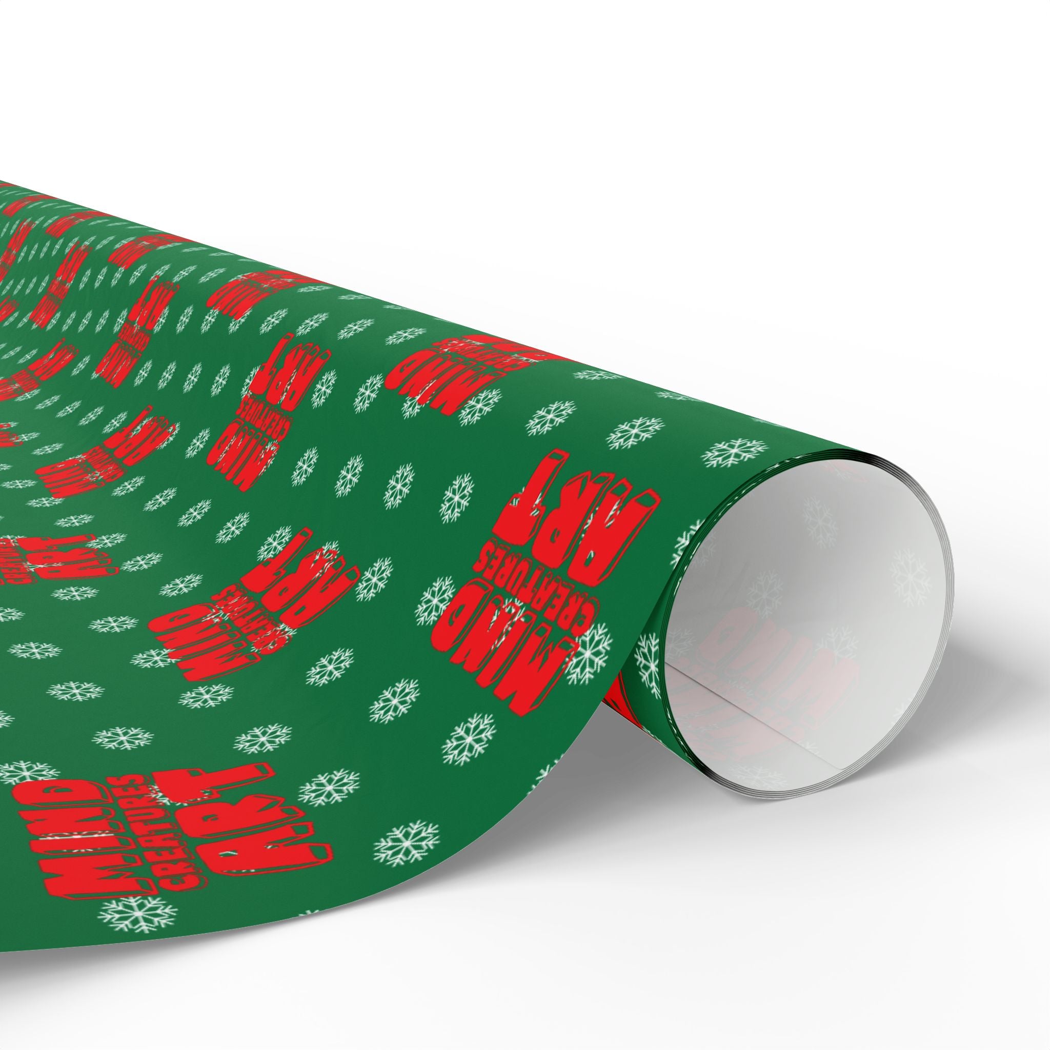 MCA Logo & Snowflake (Red, Green Background) Heavy Wrapping Paper
