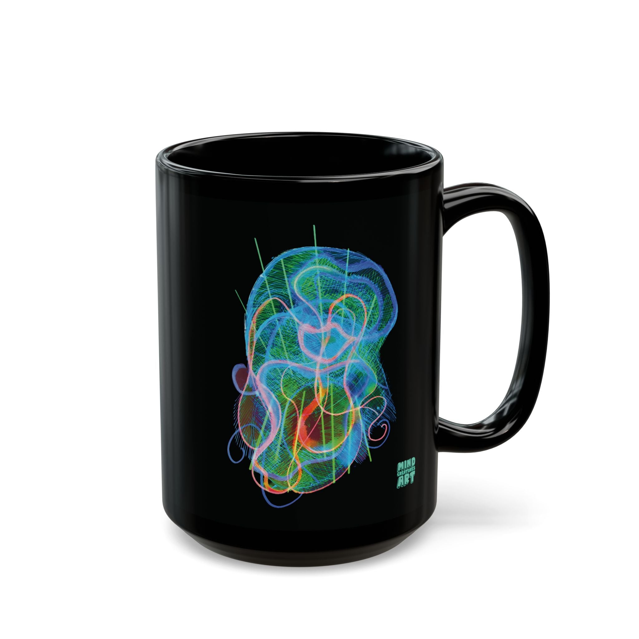 Davy Jones (Electric Blue & Green) Black Ceramic Mug (11oz, 15oz)