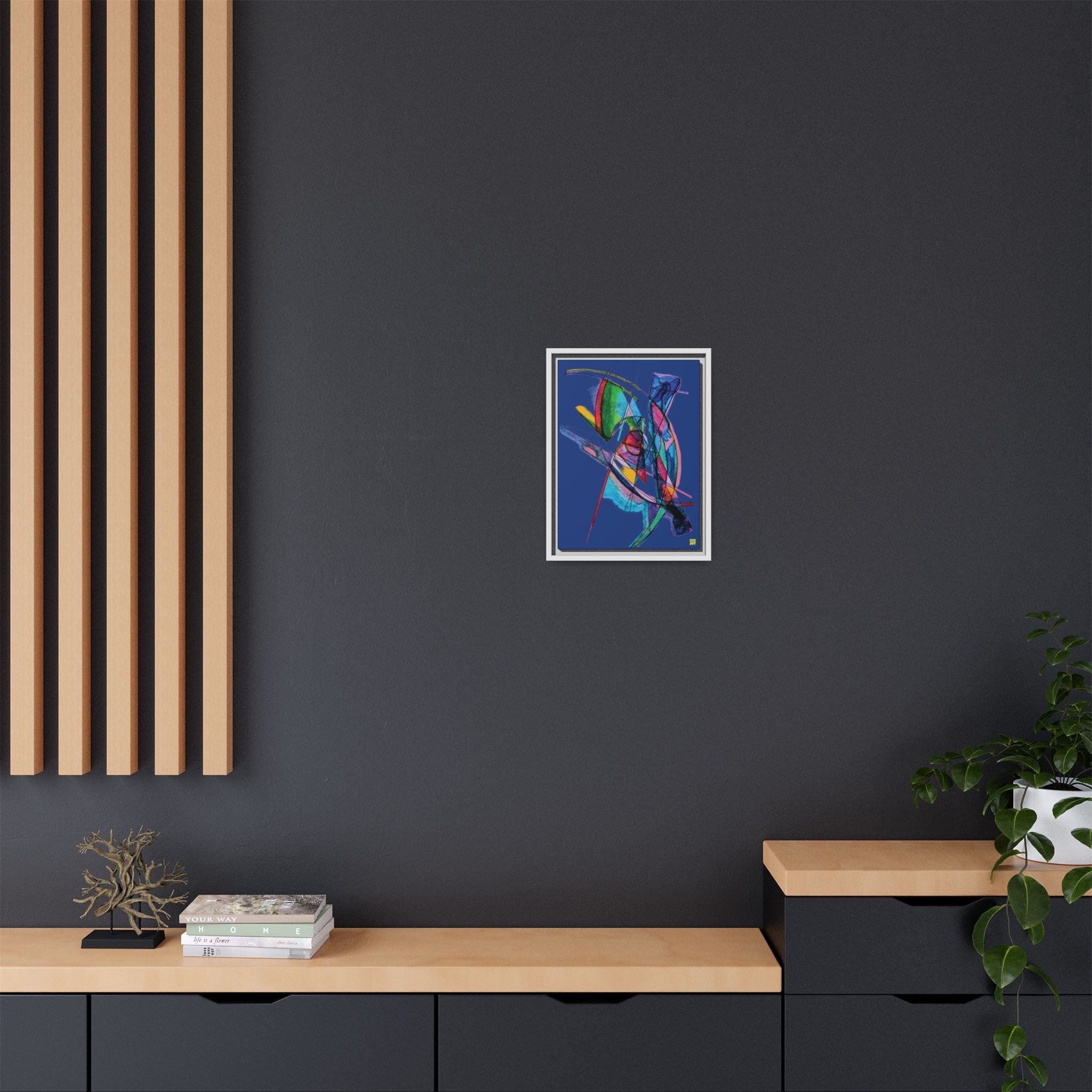Watching (Dark Blue Background) Matte Canvas, Framed