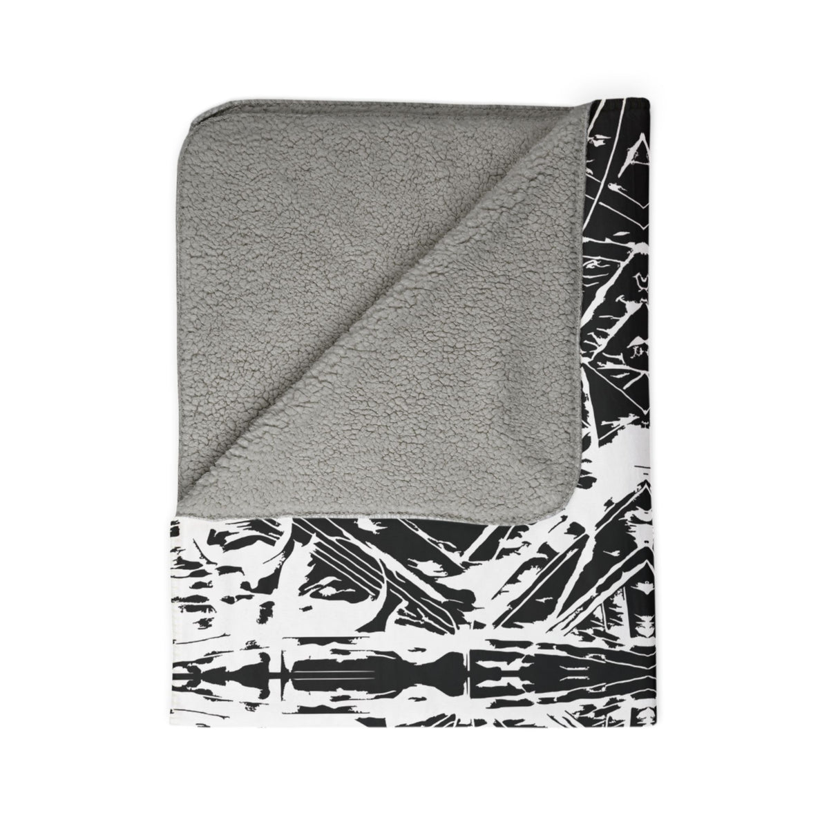 Love (White, Mirror, Black Background) Fleece Sherpa Blanket