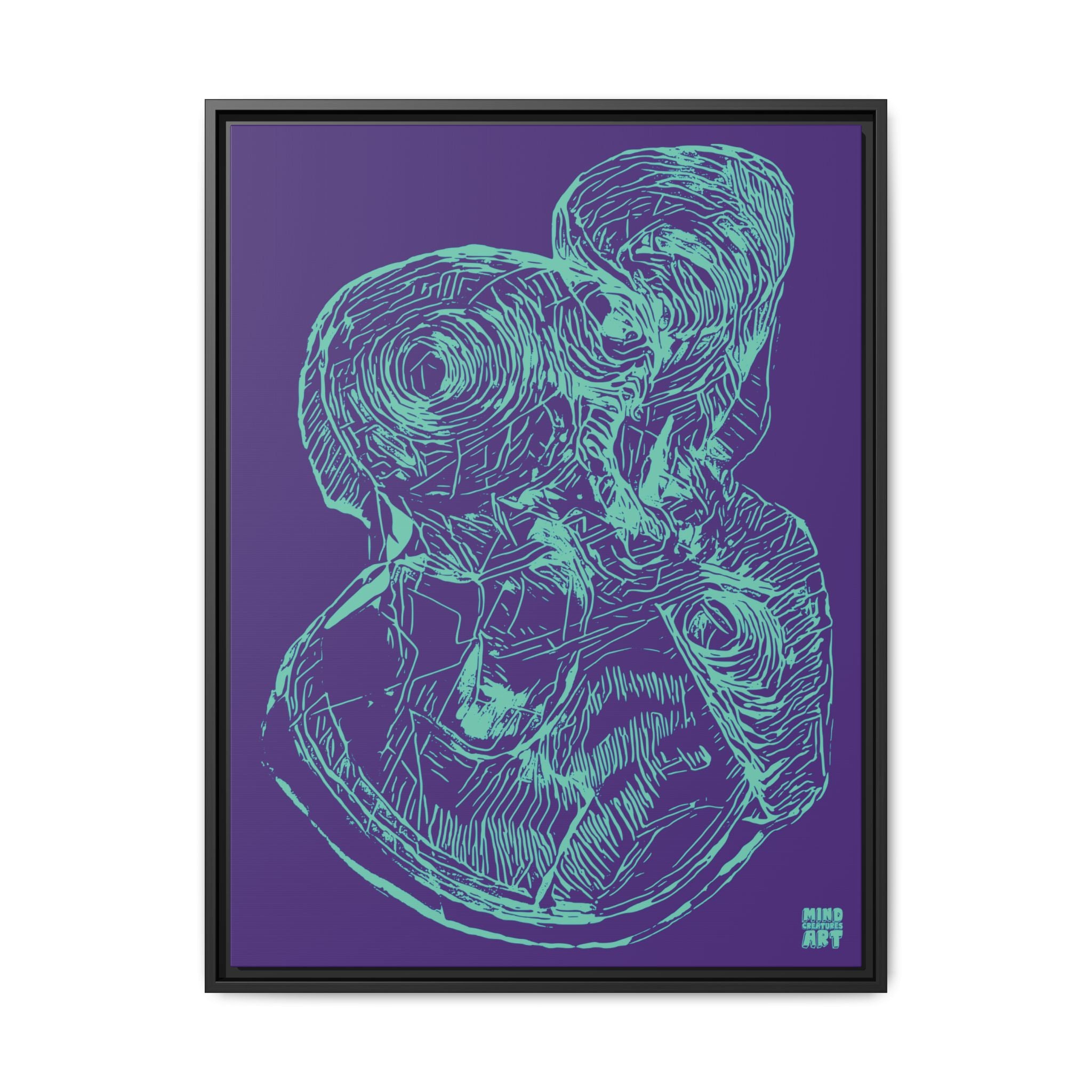 Curiosity (Teal, Purple Background) Matte Canvas, Framed
