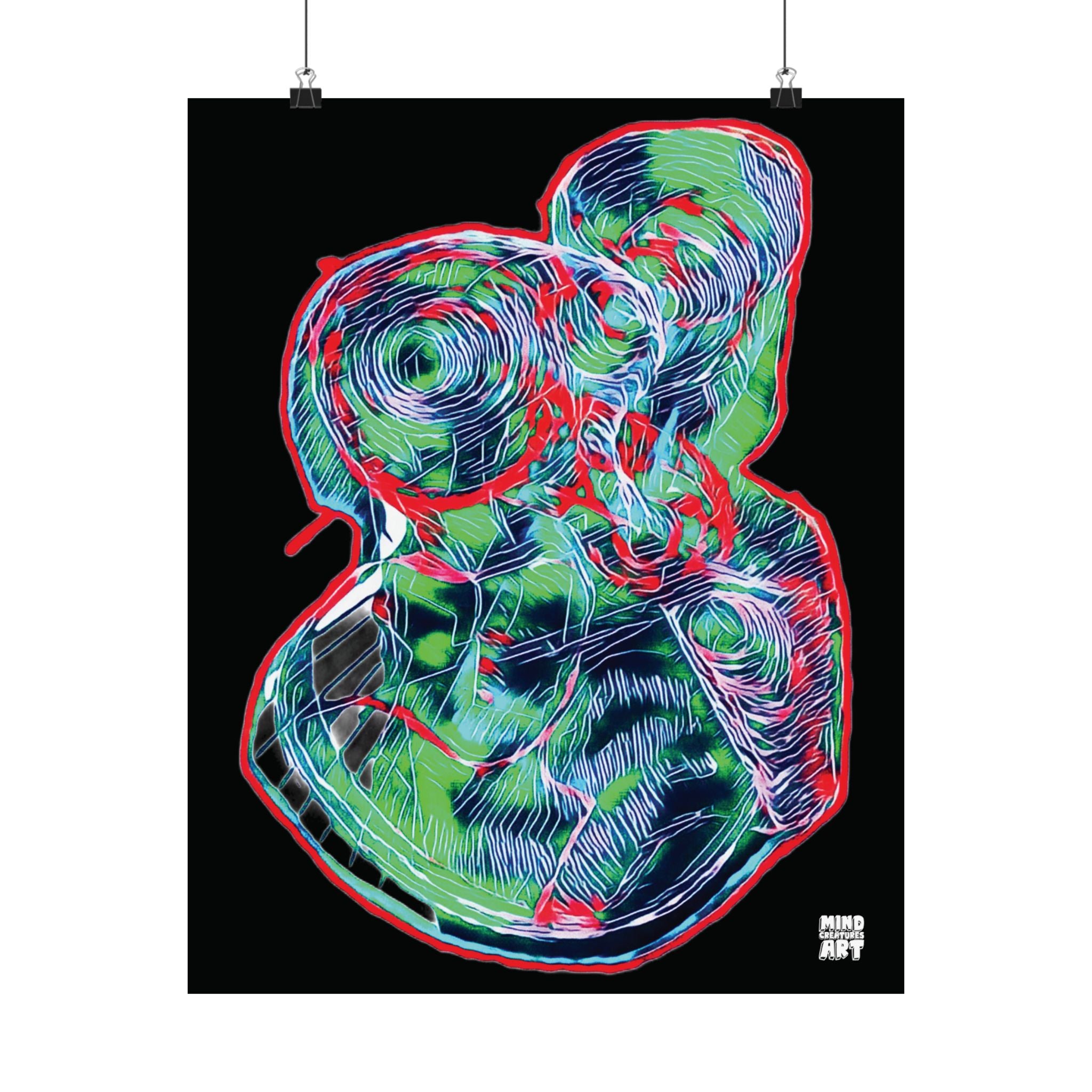 Curiosity (Red & Green, Black Background) Matte Poster