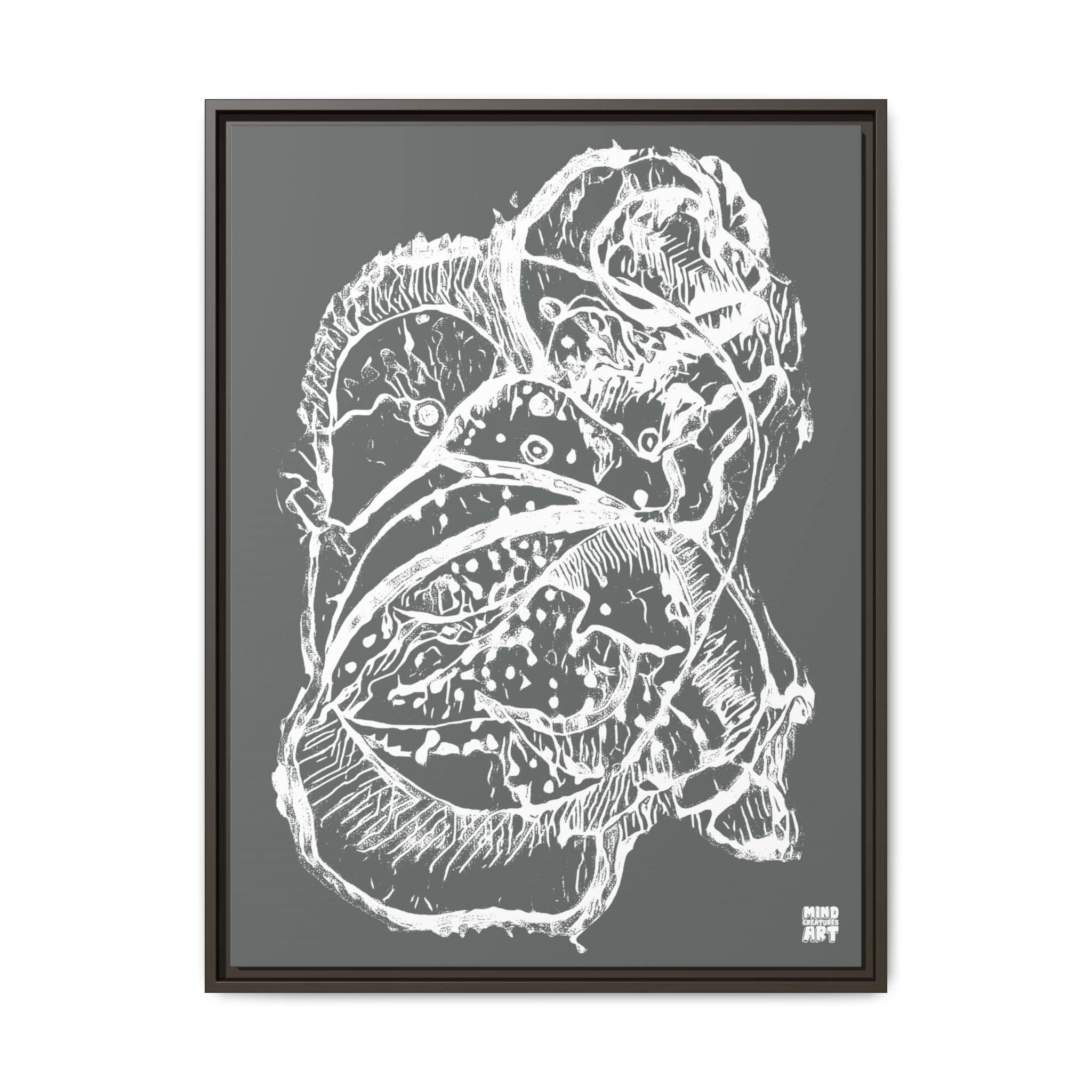 Exploration (White, Dark Gray Background) Matte Canvas, Framed