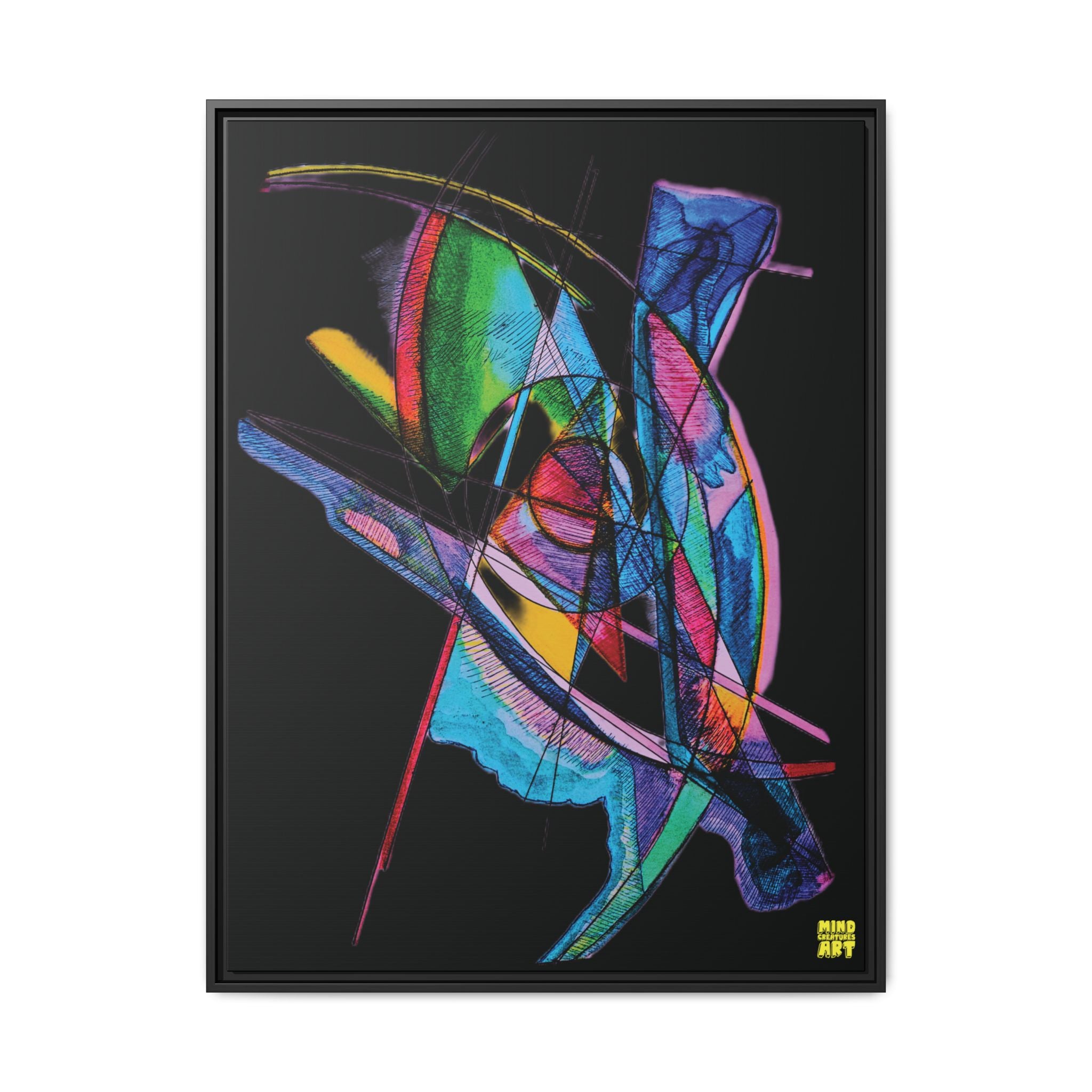 Watching (Black Background) Matte Canvas, Framed