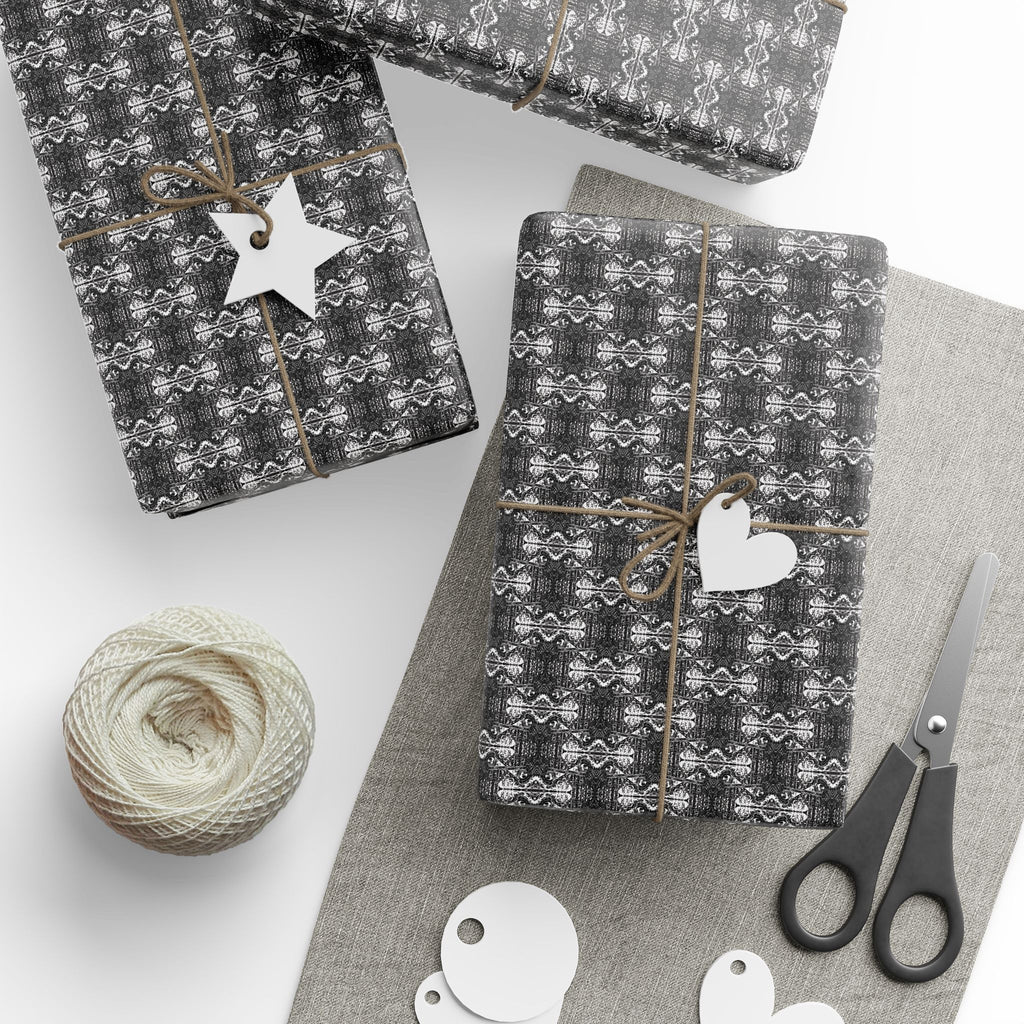 Love (White, Black Background) Heavy Wrapping Paper