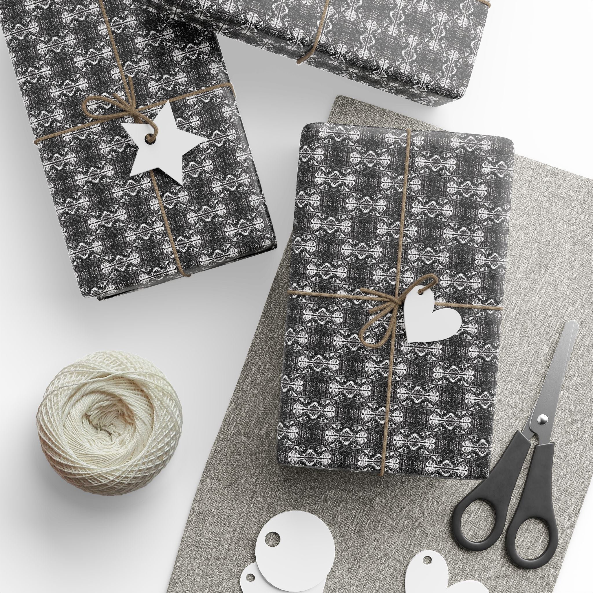 Love (White, Black Background) Heavy Wrapping Paper