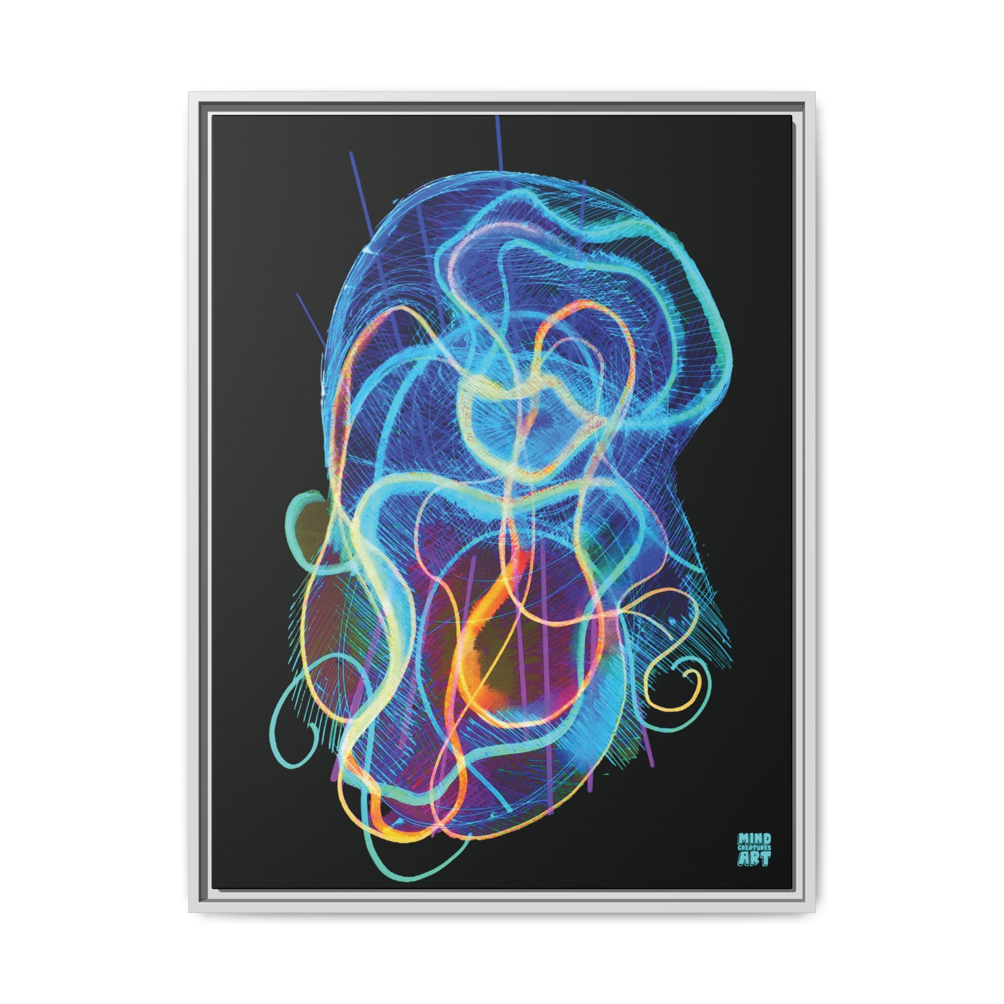 Davy Jones (Electric Blue, Black Background) Matte Canvas, Framed