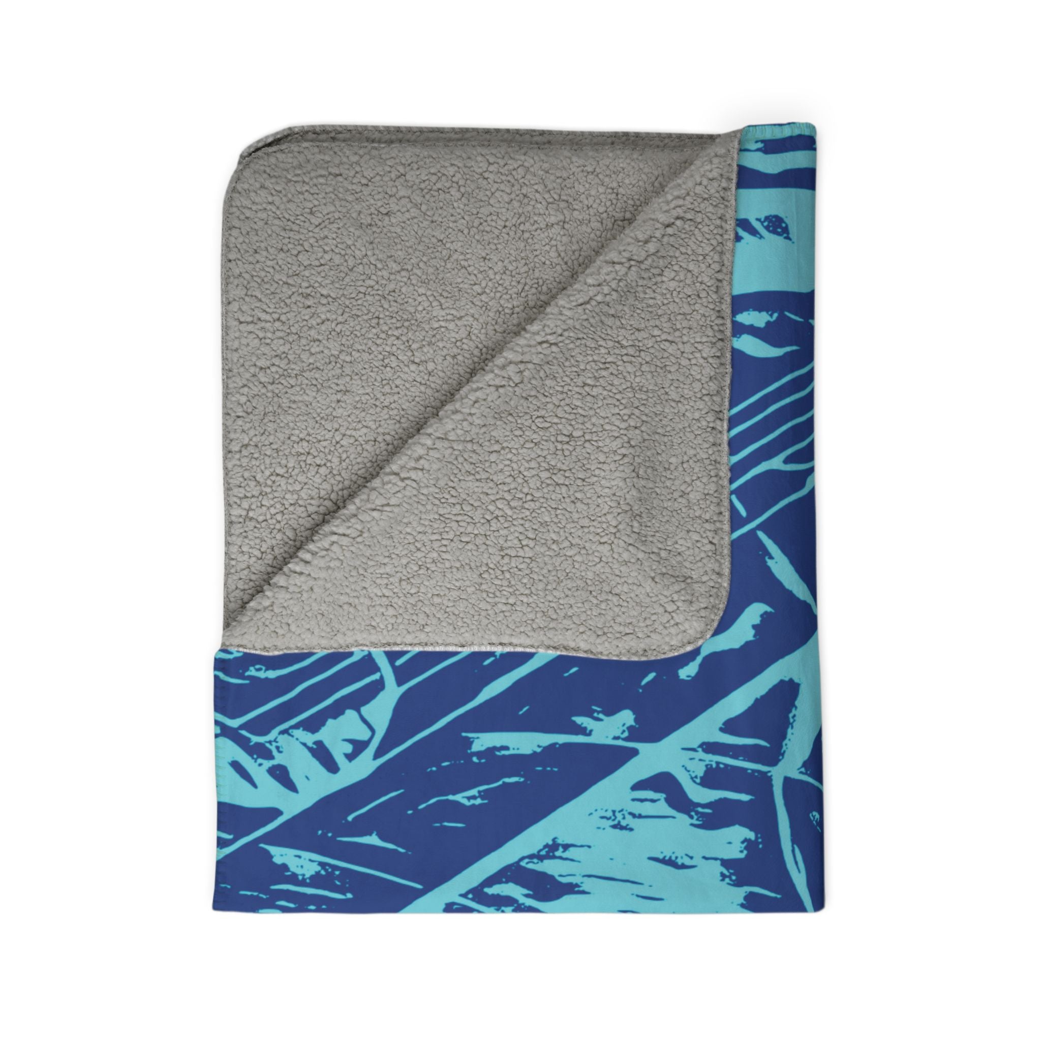 Love (Aqua, Dark Blue Background) Fleece Sherpa Blanket