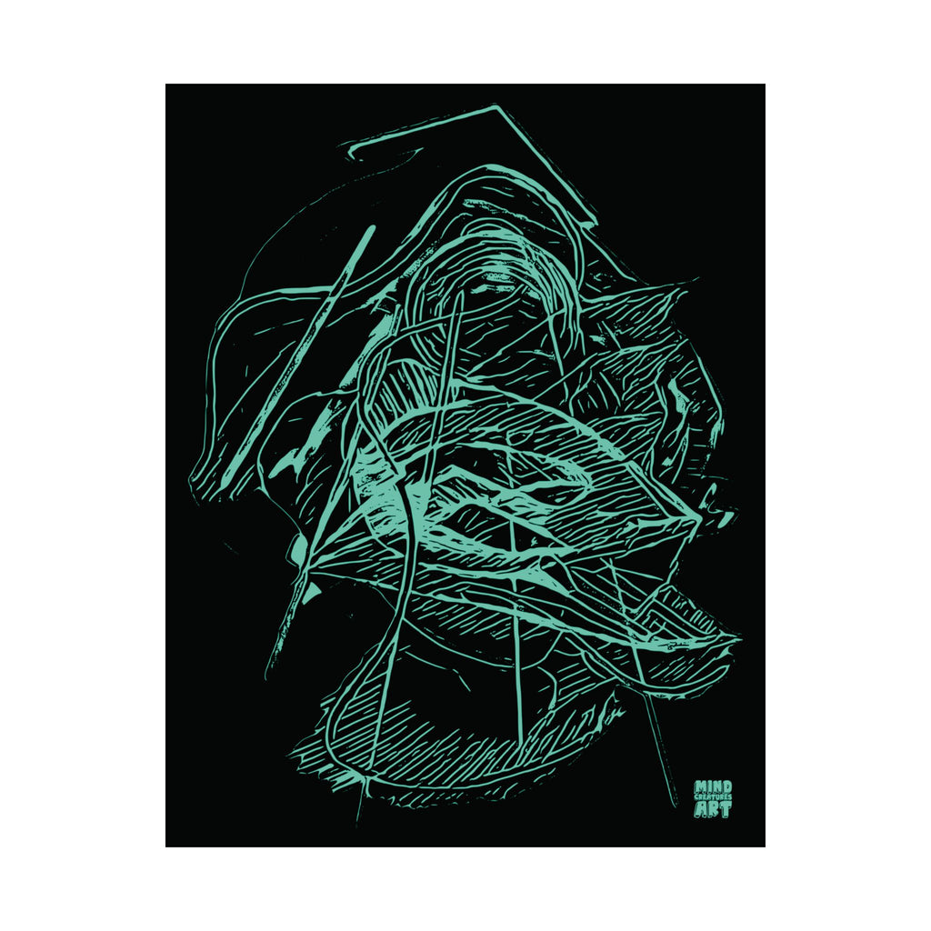 Dive Reflex (Teal, Black Background) Fine Art Poster