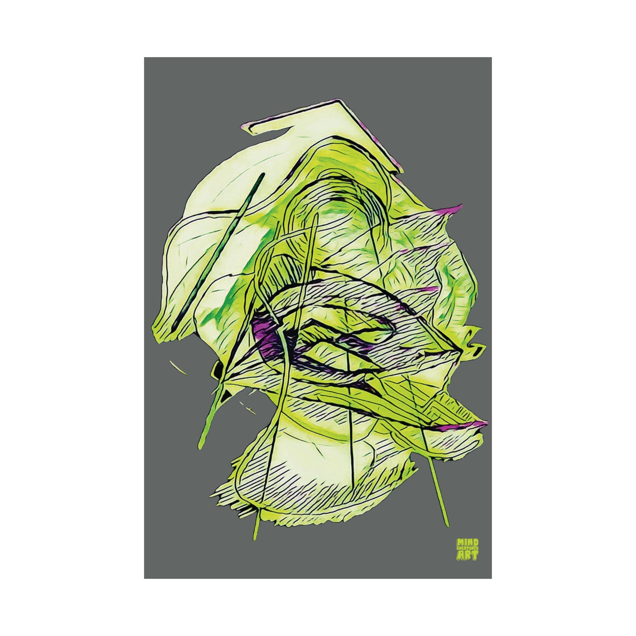Dive Reflex (Lime, Dark Gray Background) Matte Poster