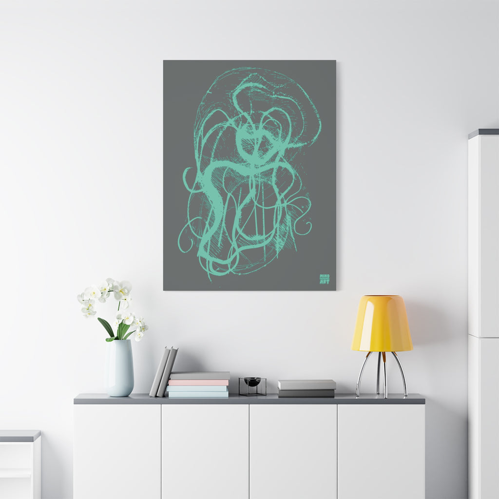 Davy Jones (Teal, Dark Gray Background) Matte Canvas, Stretched, 1.25"