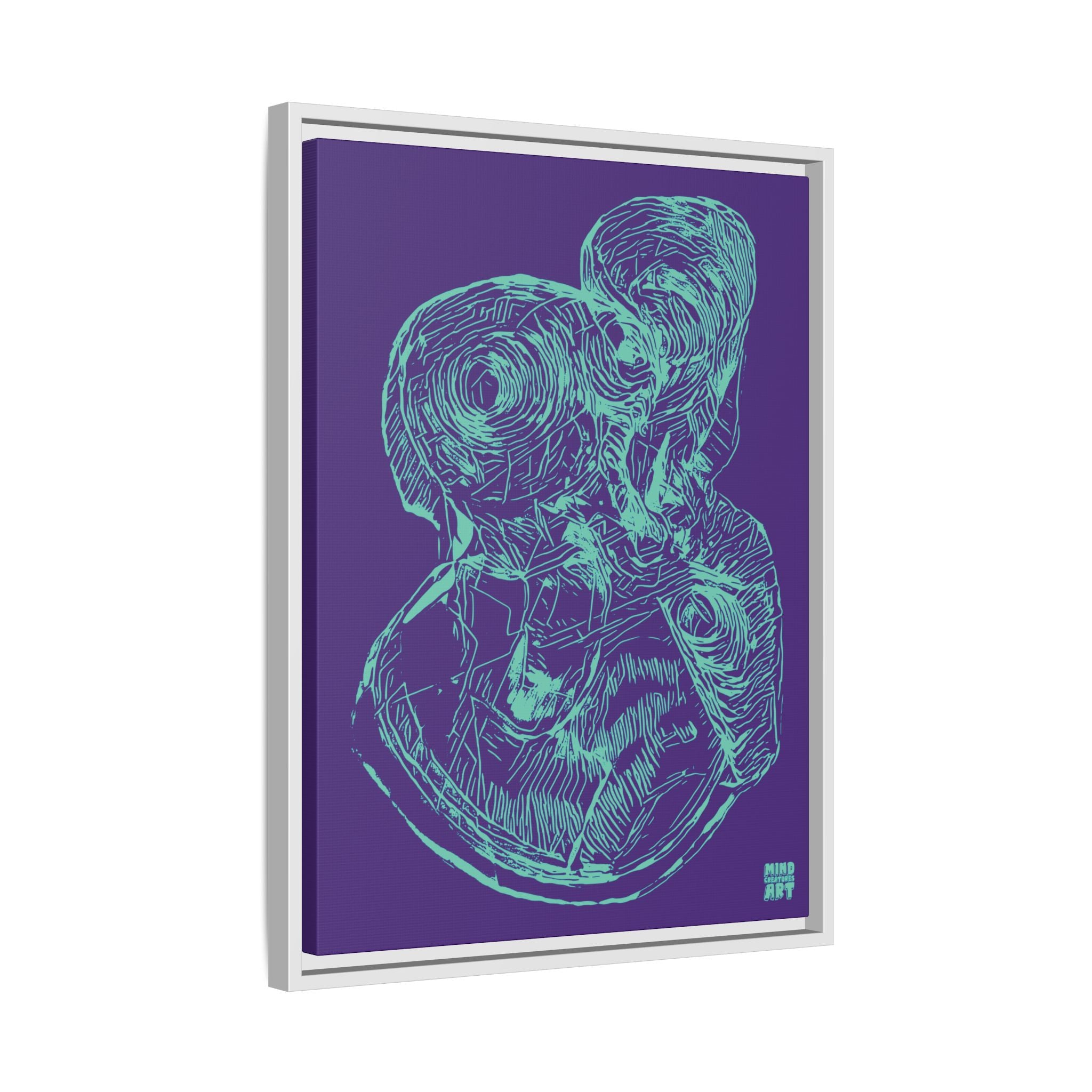 Curiosity (Teal, Purple Background) Matte Canvas, Framed
