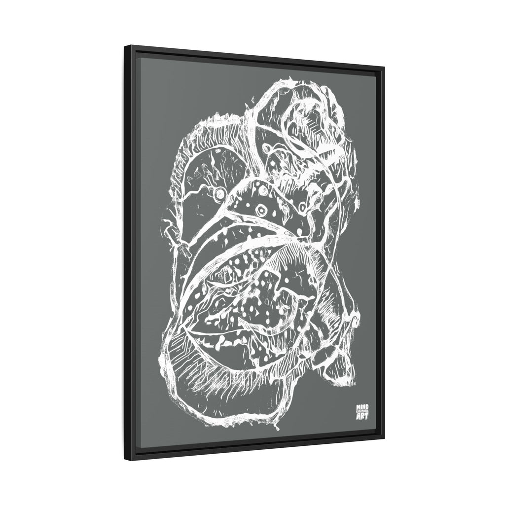 Exploration (White, Dark Gray Background) Matte Canvas, Framed