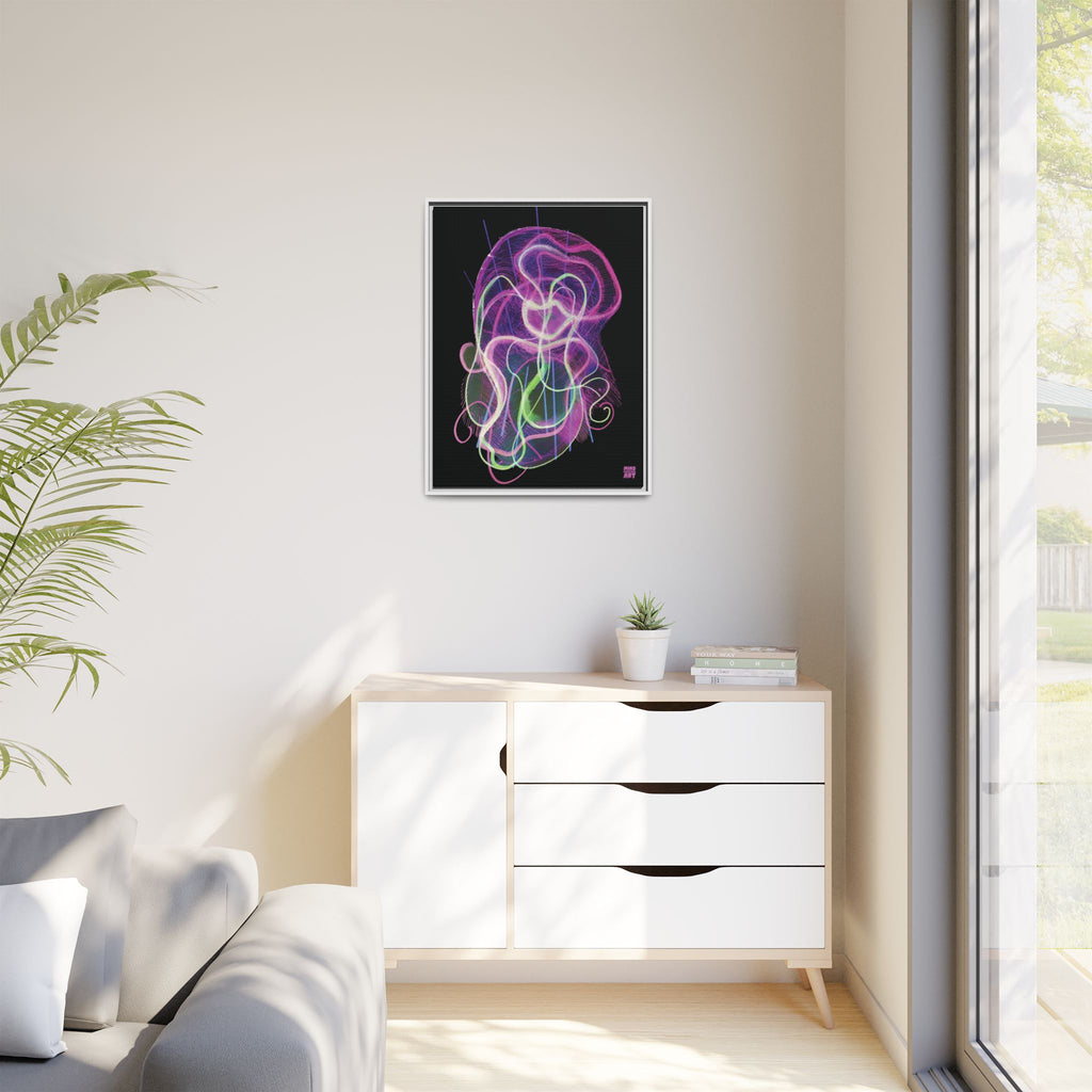 Davy Jones (Electric Pink, Black Background) Matte Canvas, Framed