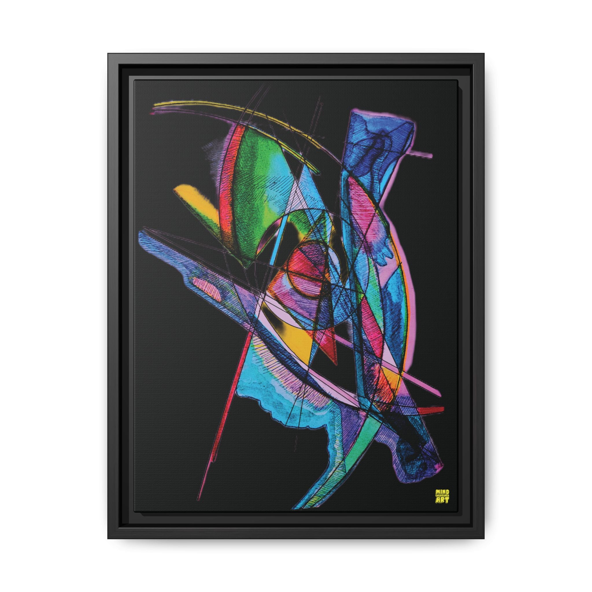 Watching (Black Background) Matte Canvas, Framed