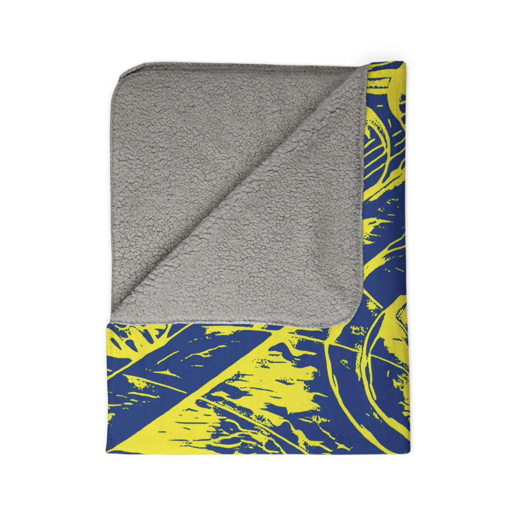 Love (Yellow, Dark Blue Background) Fleece Sherpa Blanket