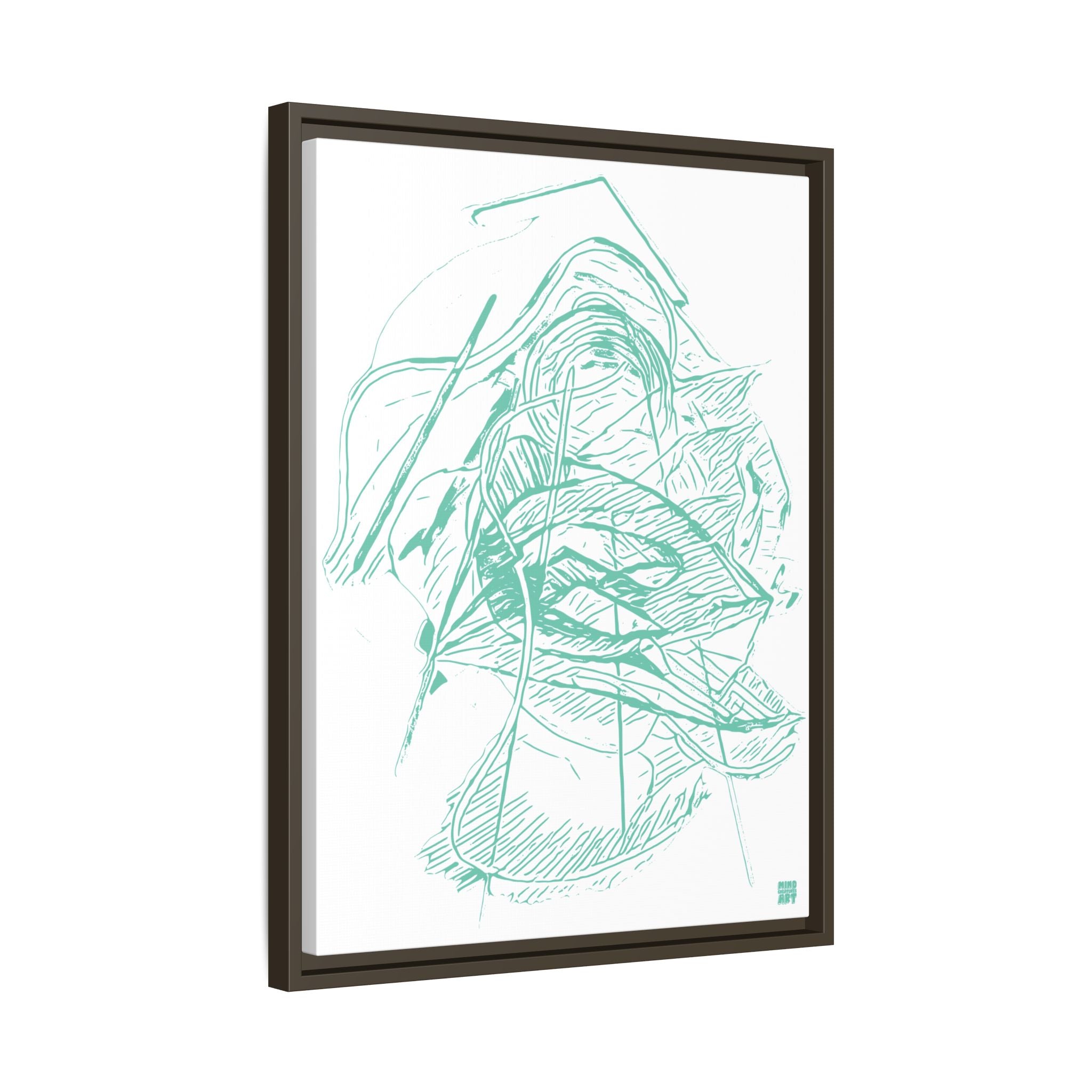 Dive Reflex (Teal, White Background) Matte Canvas, Framed