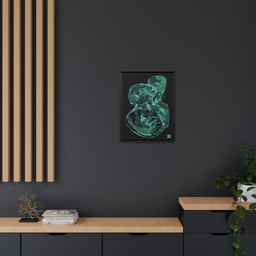 Curiosity (Teal, Black Background) Matte Canvas, Framed